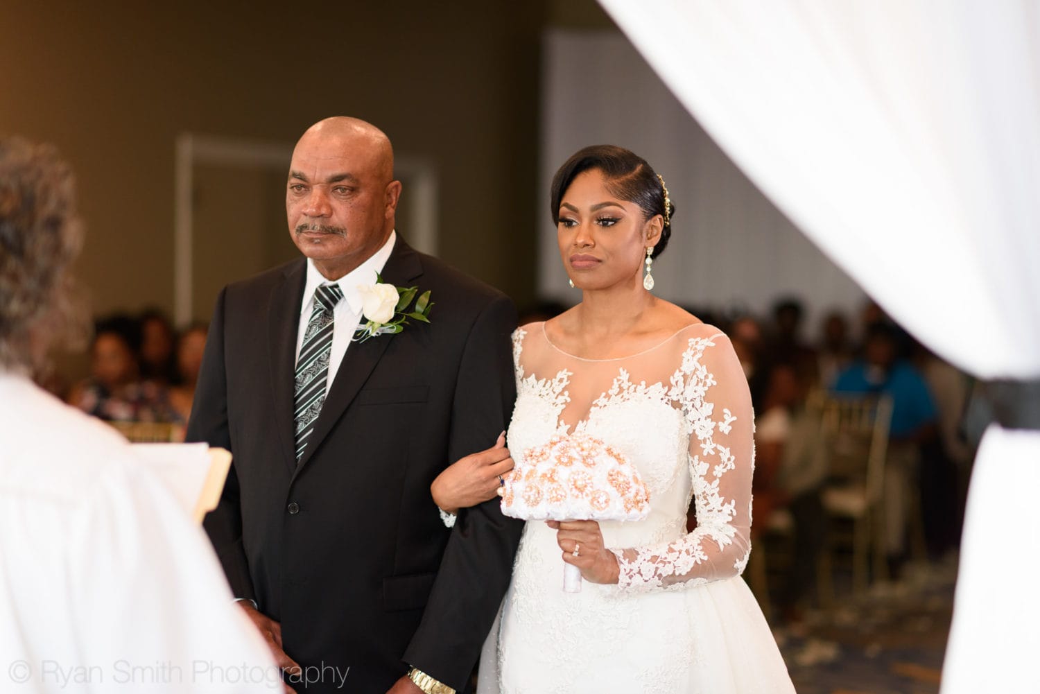 Bride and father during ceremony - Doubletree Resort by Hilton Myrtle Beach