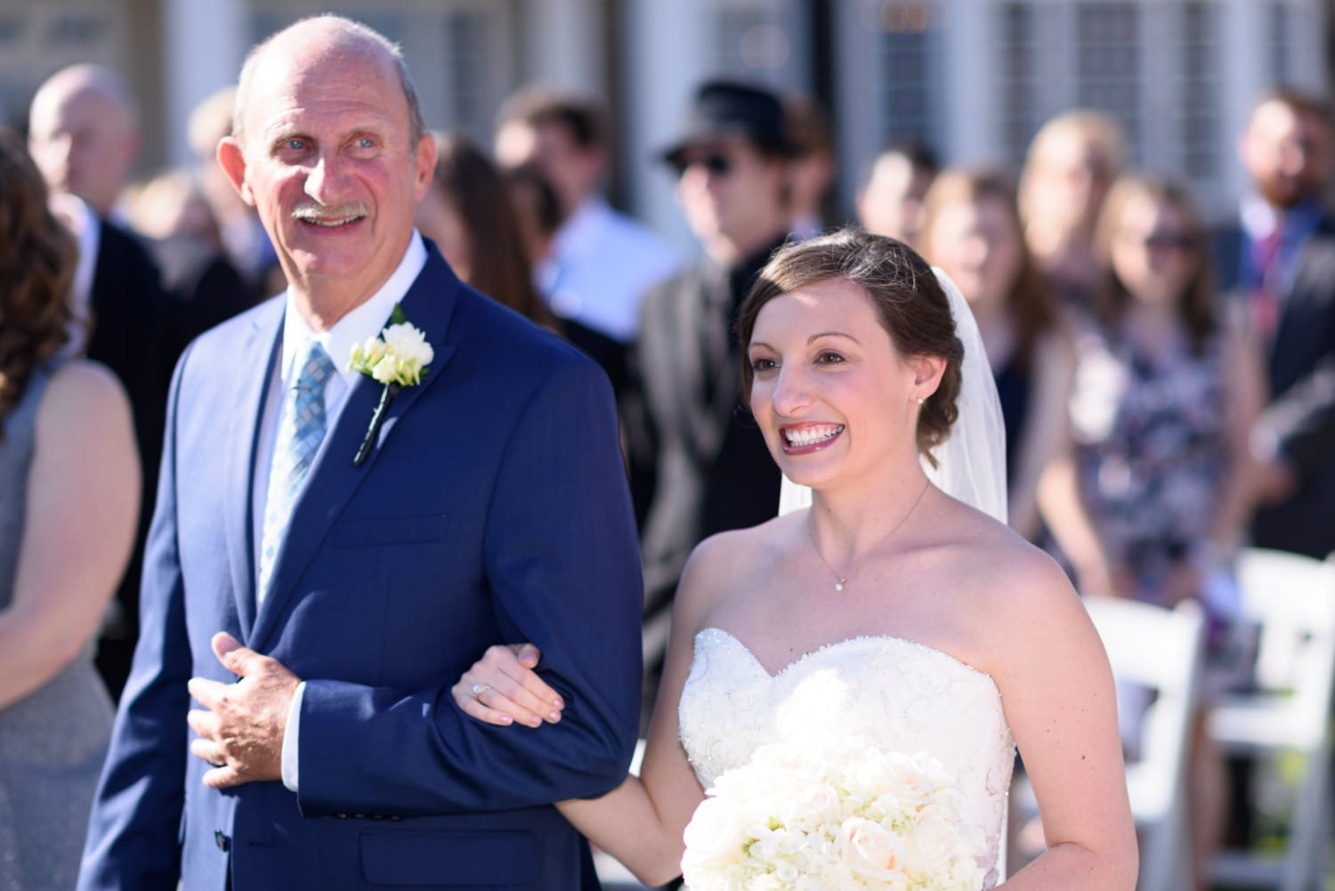Bride and father walking to ceremony - Pawleys Plantation
