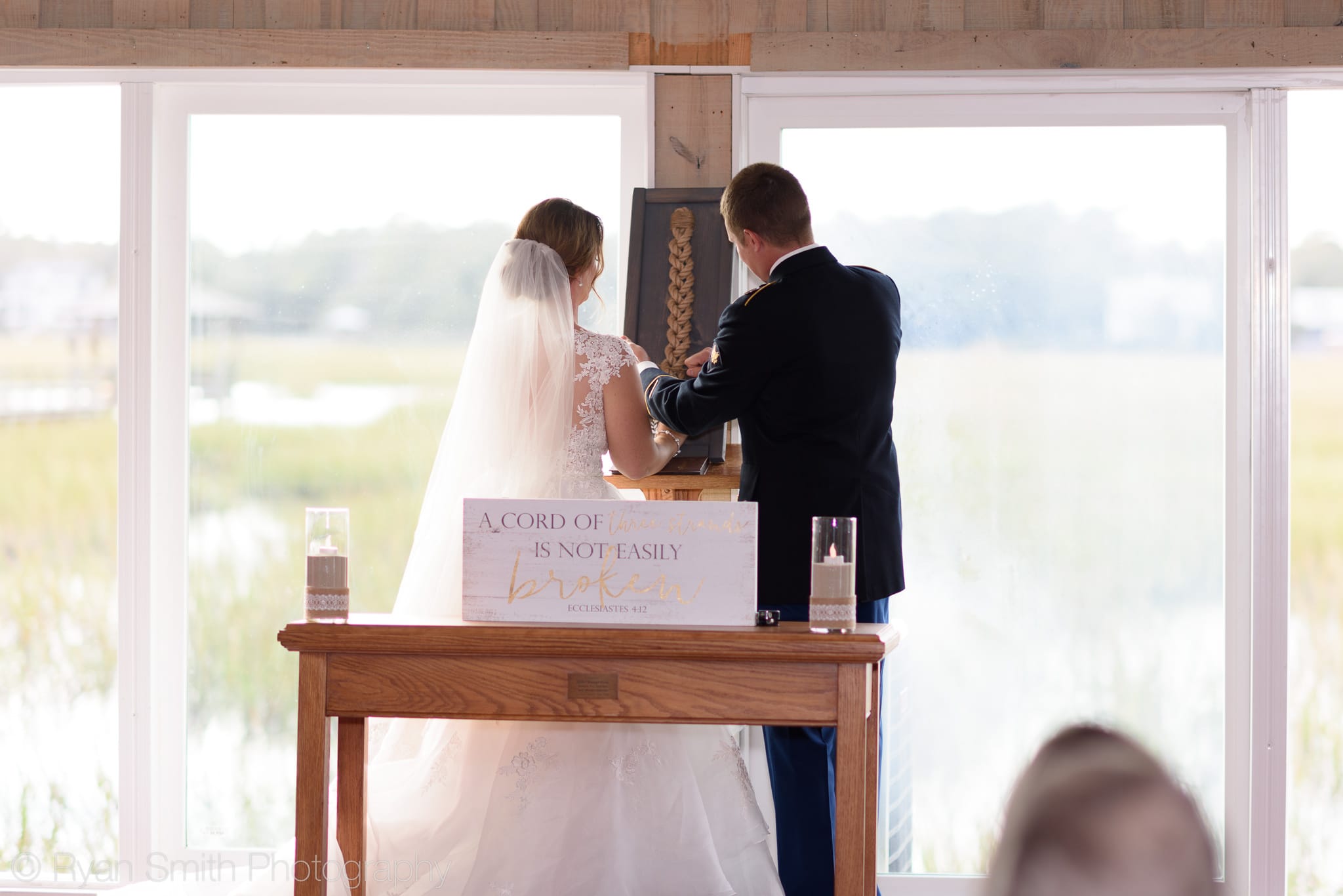 Bride and groom braiding knot - Pawleys Island Chapel