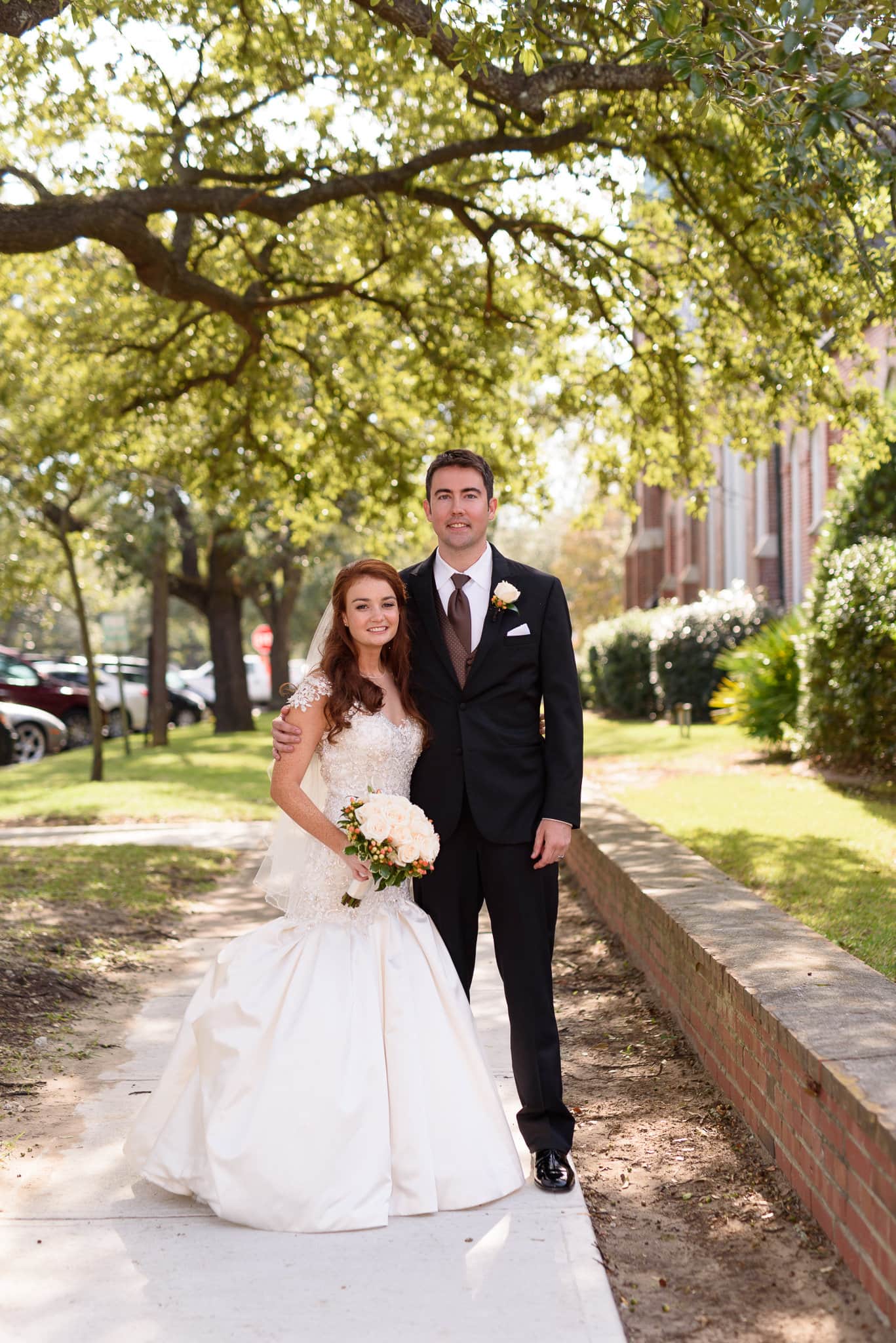 Bride and groom downtown Georgetown - Historic Church downtown Georgetown