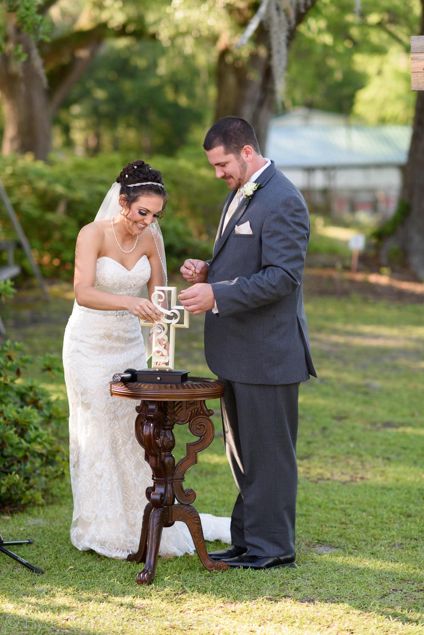 Bride and groom during ceremony - Upper Mill Plantation