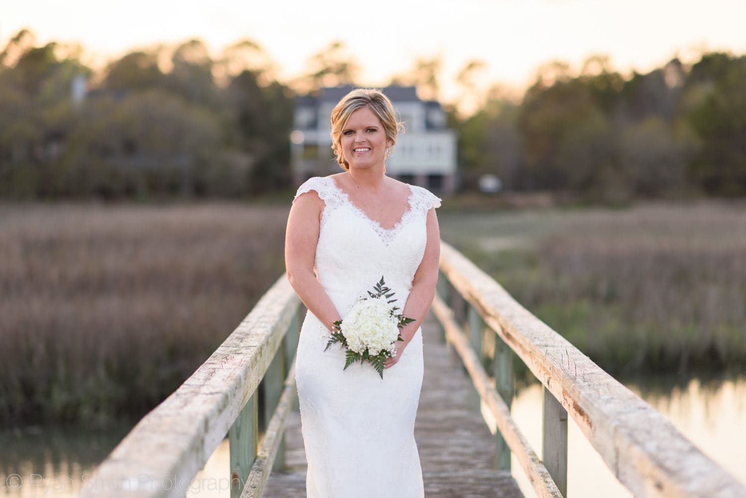 Bride backlit by the sunset - Pawleys Island