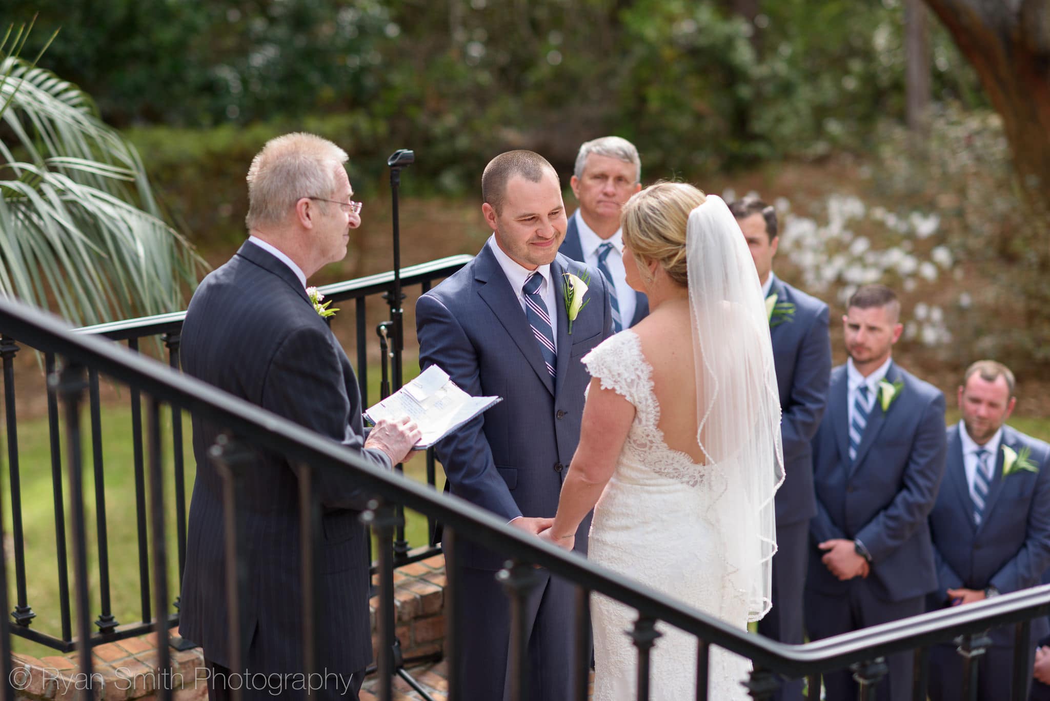 Bride giving vows to groom - Pawleys Plantation