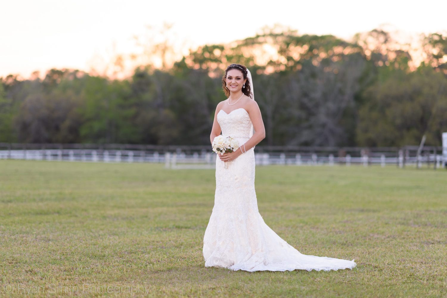 Bride on farm in the sunset - Upper Mill Plantation