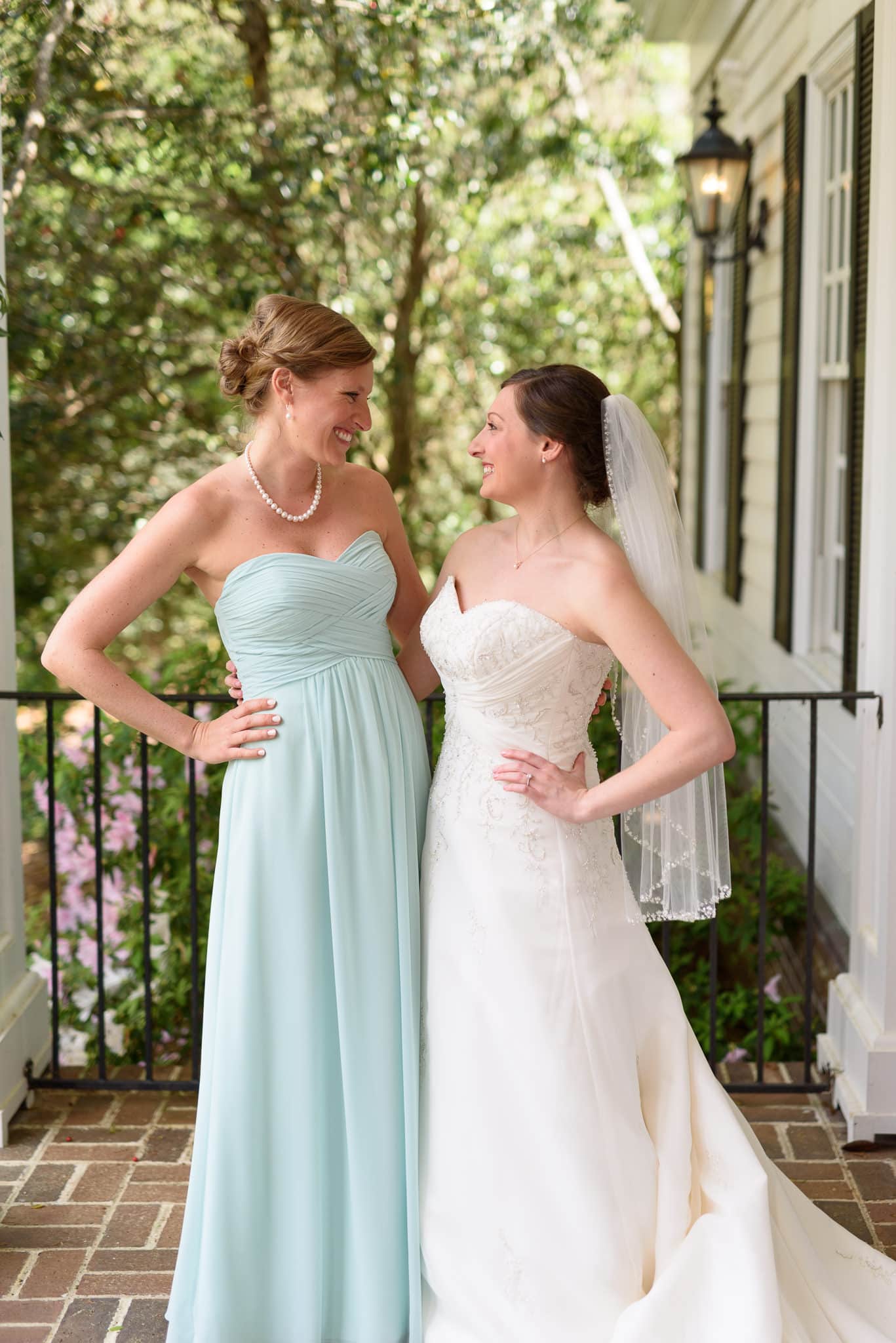 Bride with maid of honor - Pawleys Plantation
