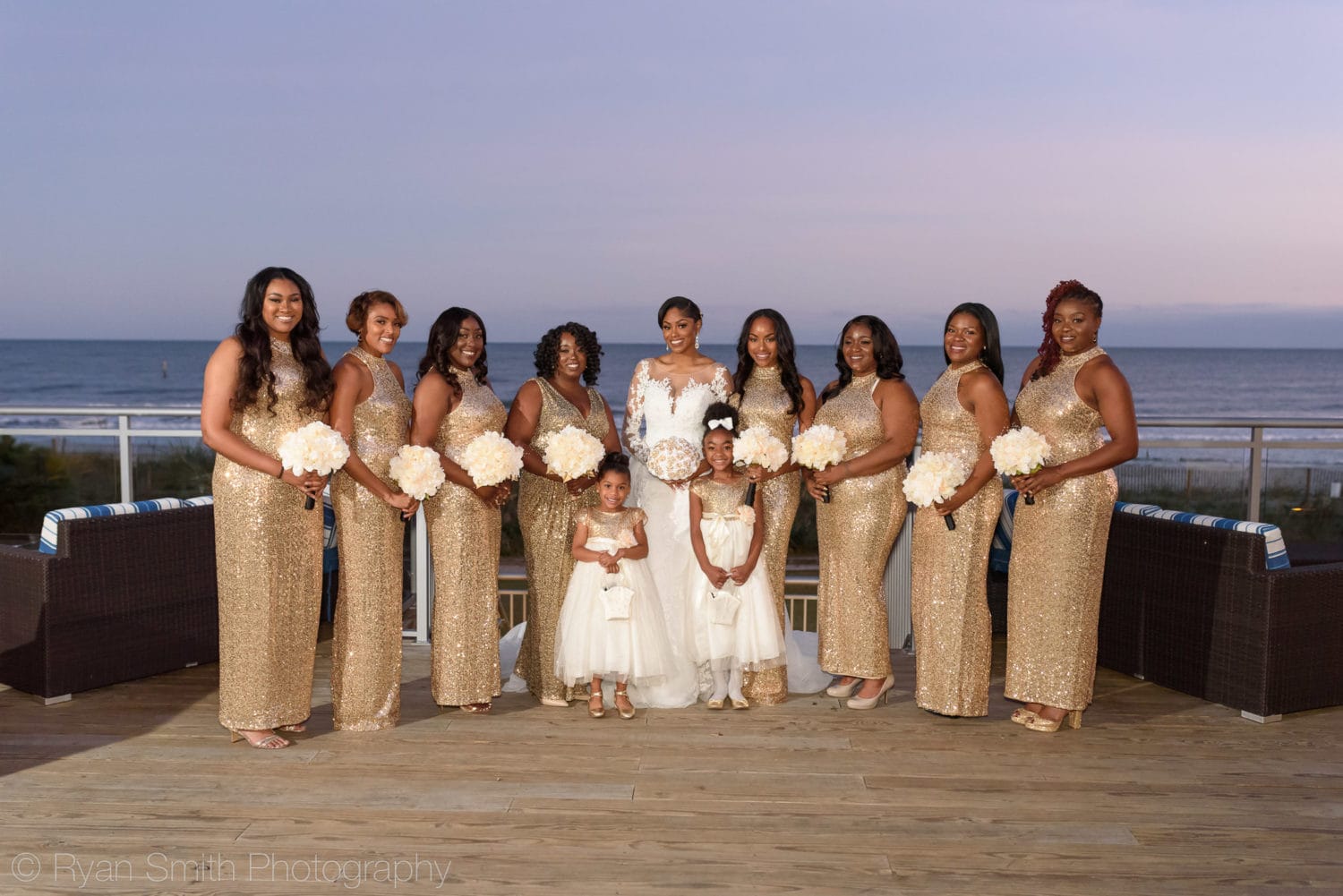 Bridesmaids after dark on the porch  - Doubletree Resort by Hilton Myrtle Beach