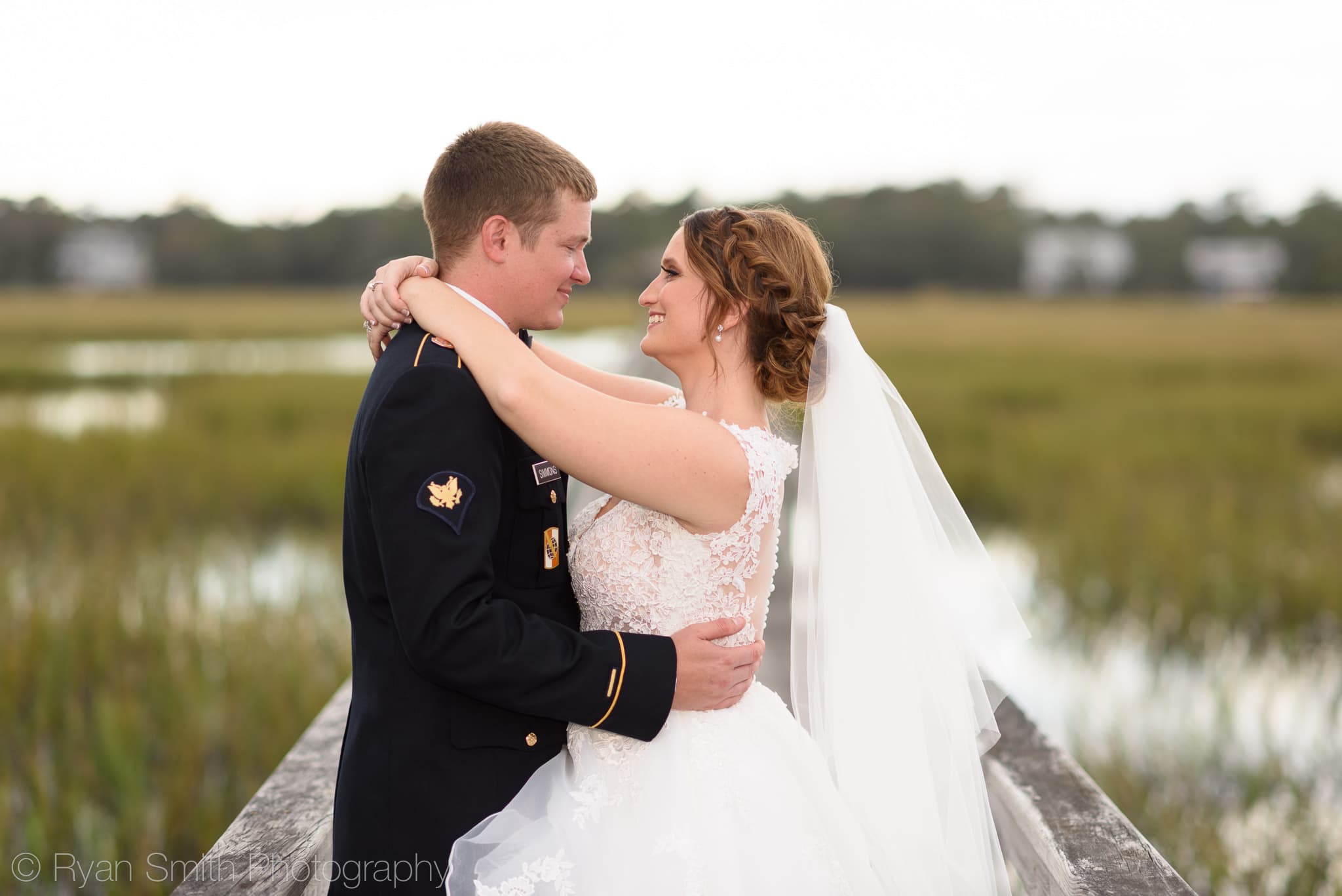 Closeups of bride and groom - Pawleys Island Chapel