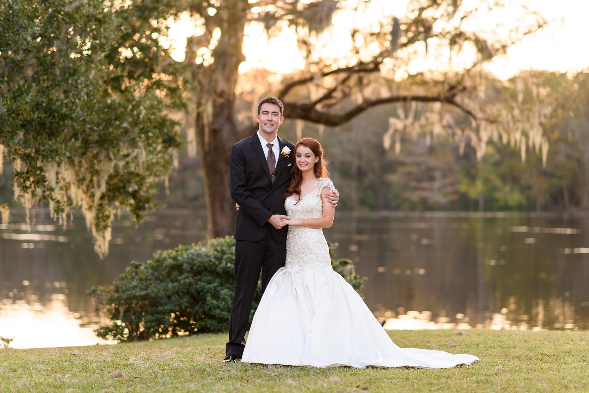 Couple in front of the river at sunset - Wachesaw Plantation
