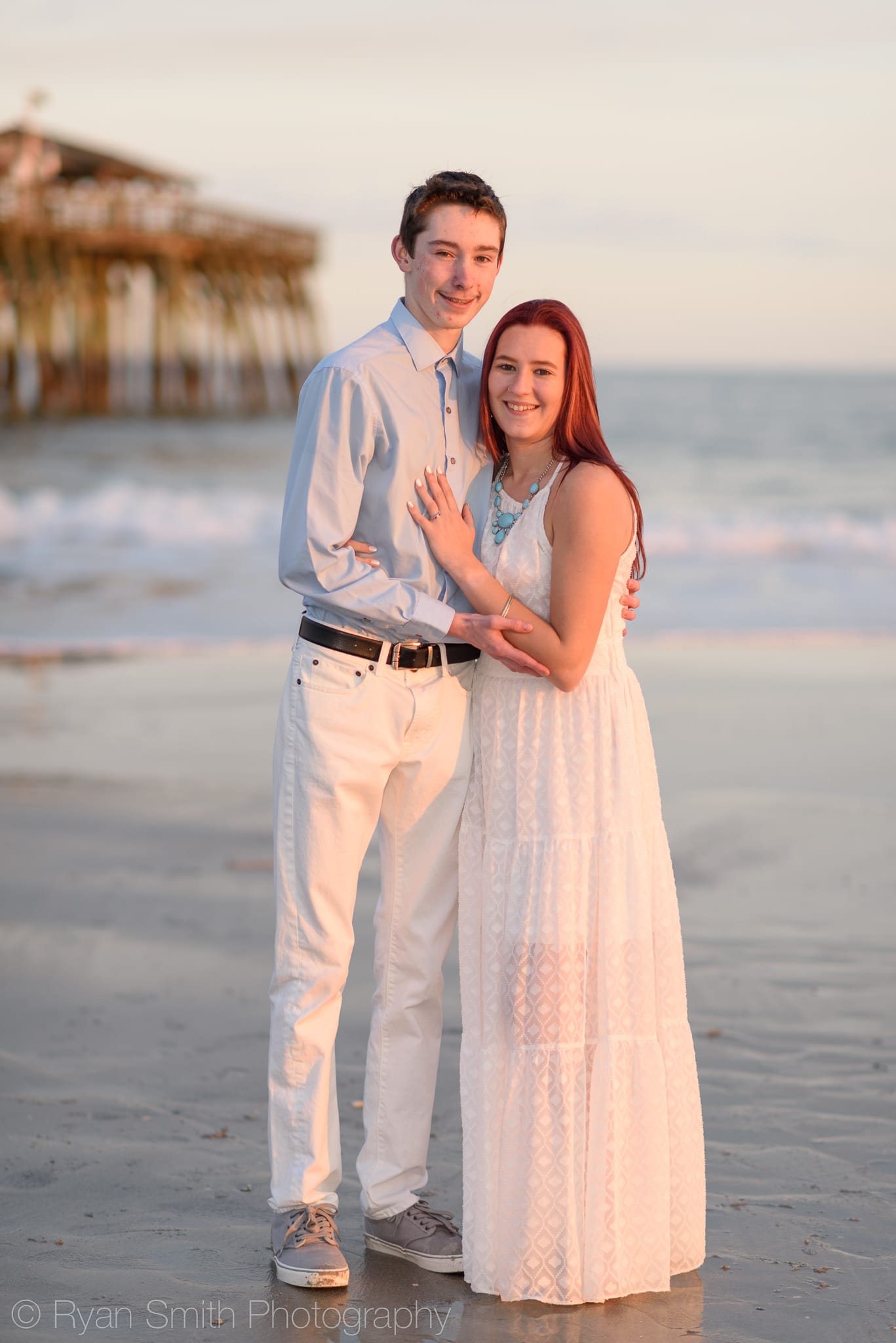 Engagement portraits in front of the ocean - Myrtle Beach State Park
