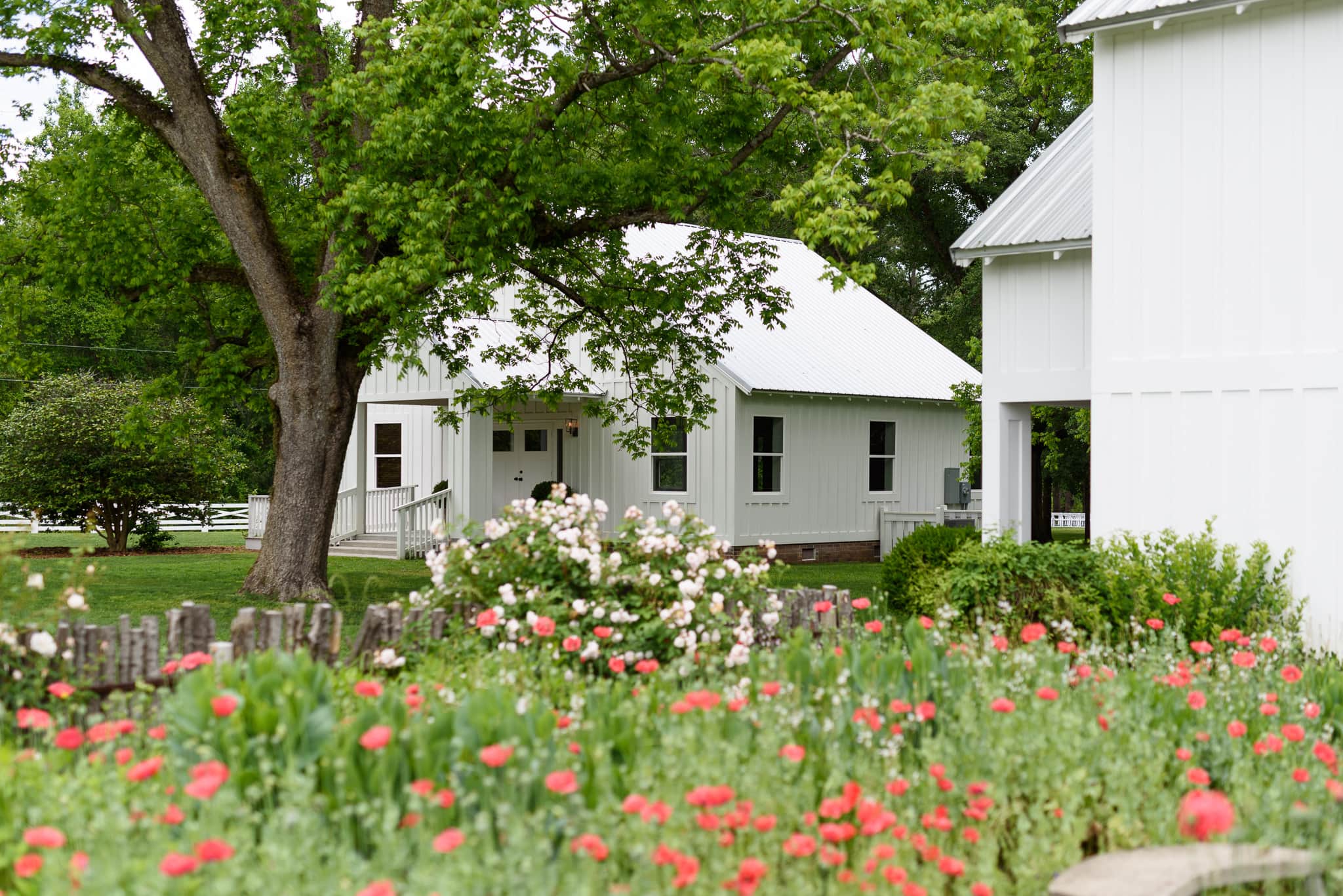 Flowers blooming in front of Bride's Cottage - Wildberry Farm