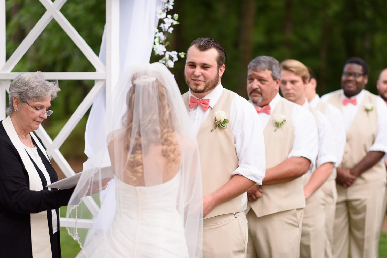 Groom looking at bride during vows - Wildberry Farm