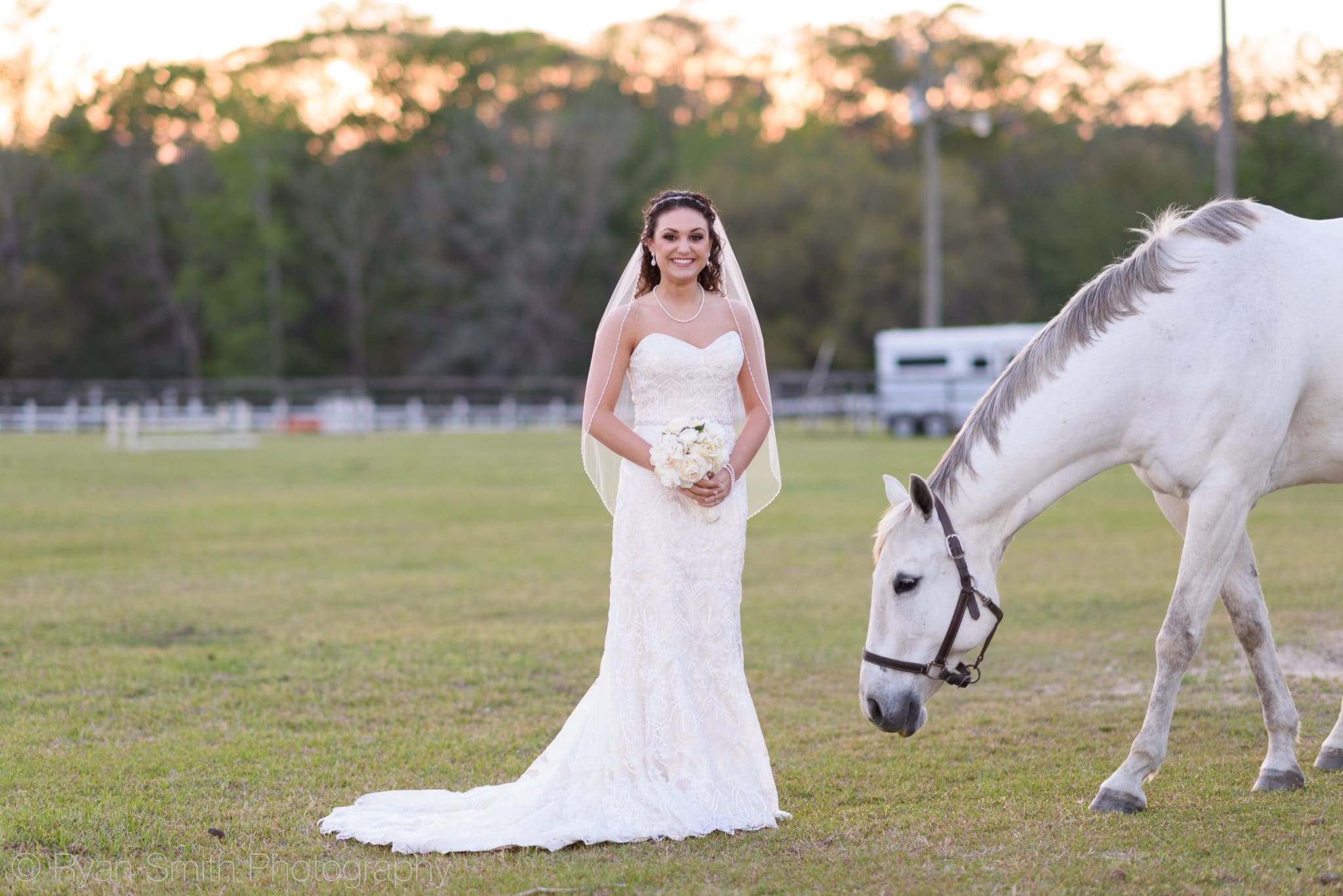 Horse photobombing the bridal portraits - Upper Mill Plantation
