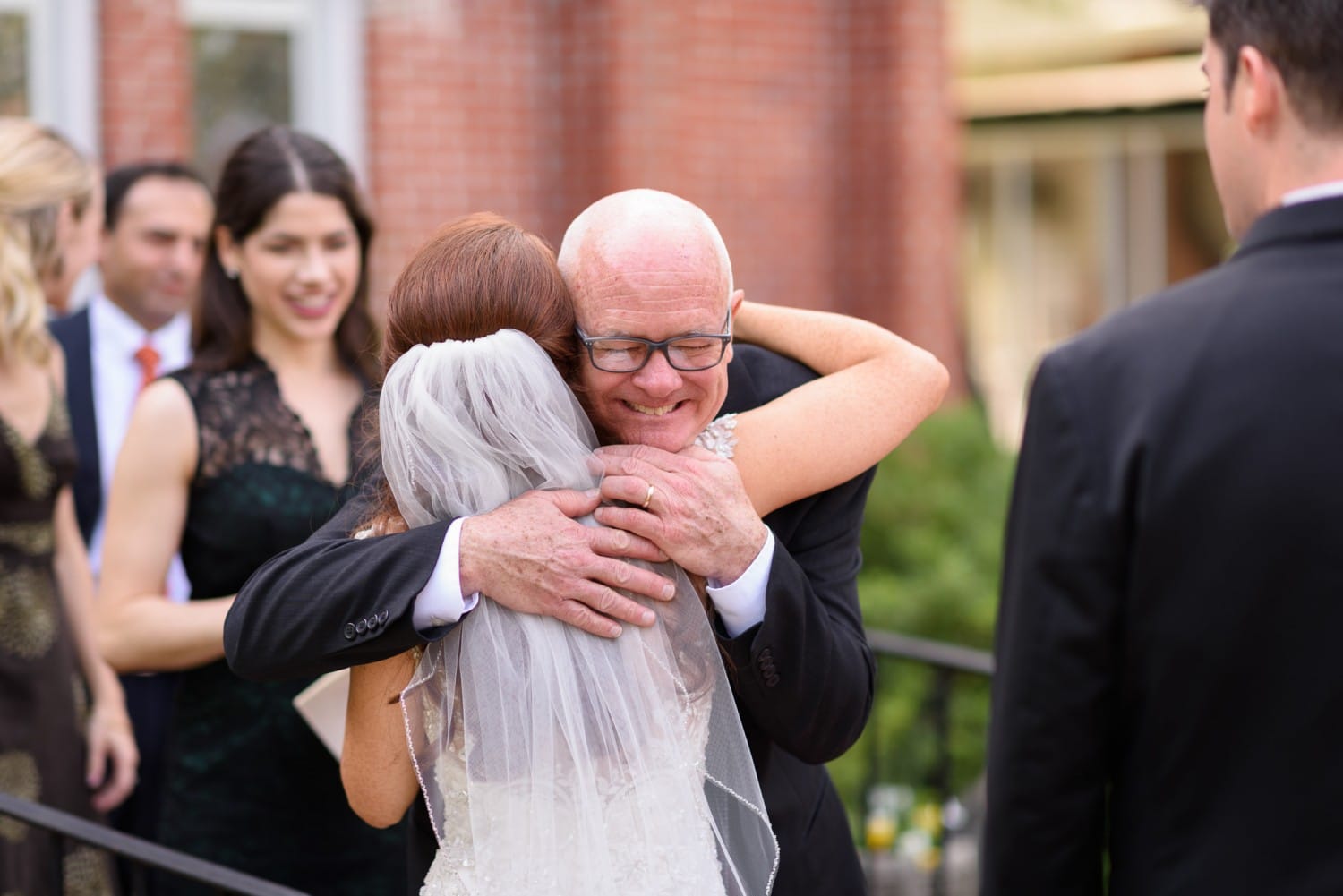 Hugs after the ceremony - Historic Church downtown Georgetown