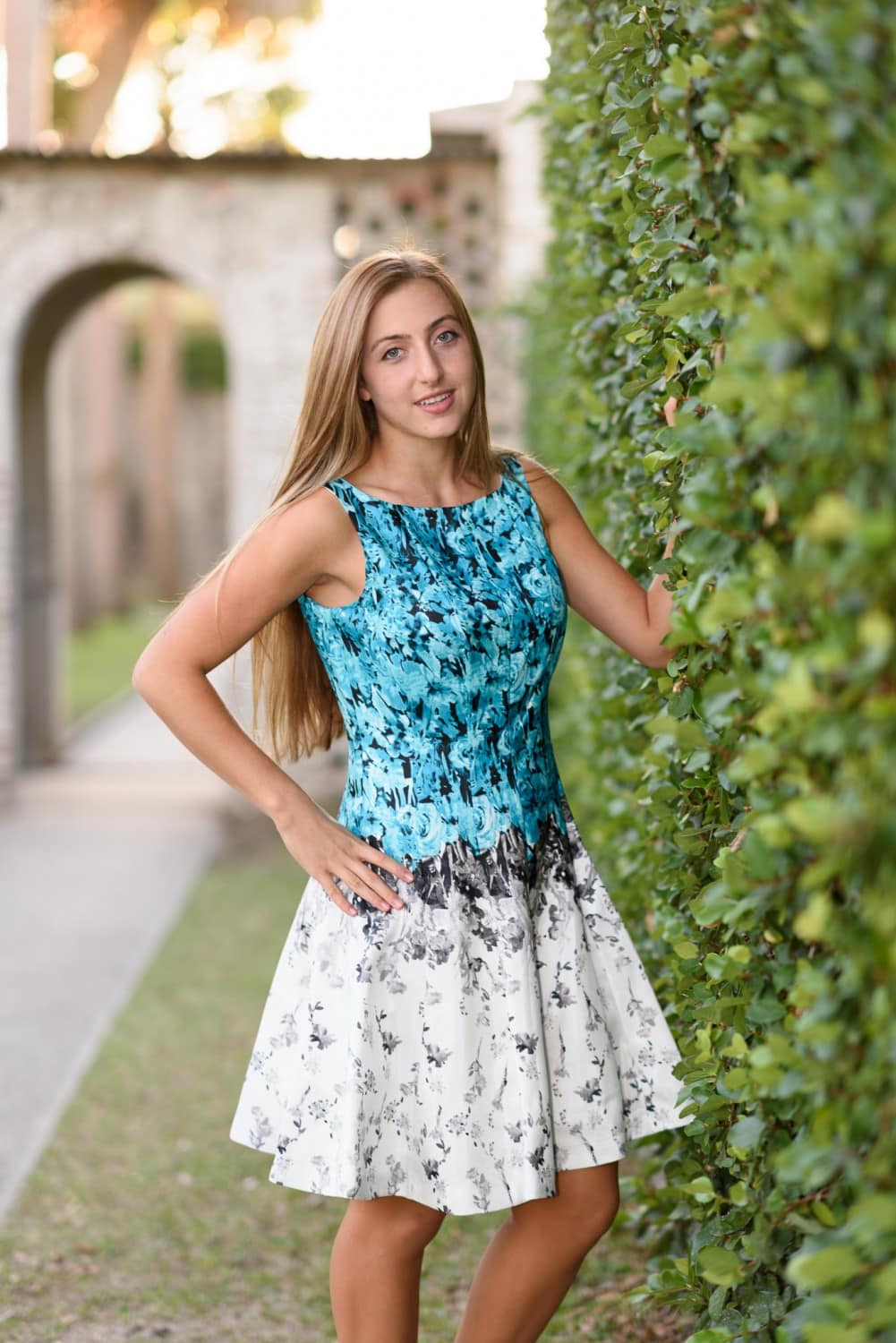 Posing by the ivy covered wall - Atalaya Castle