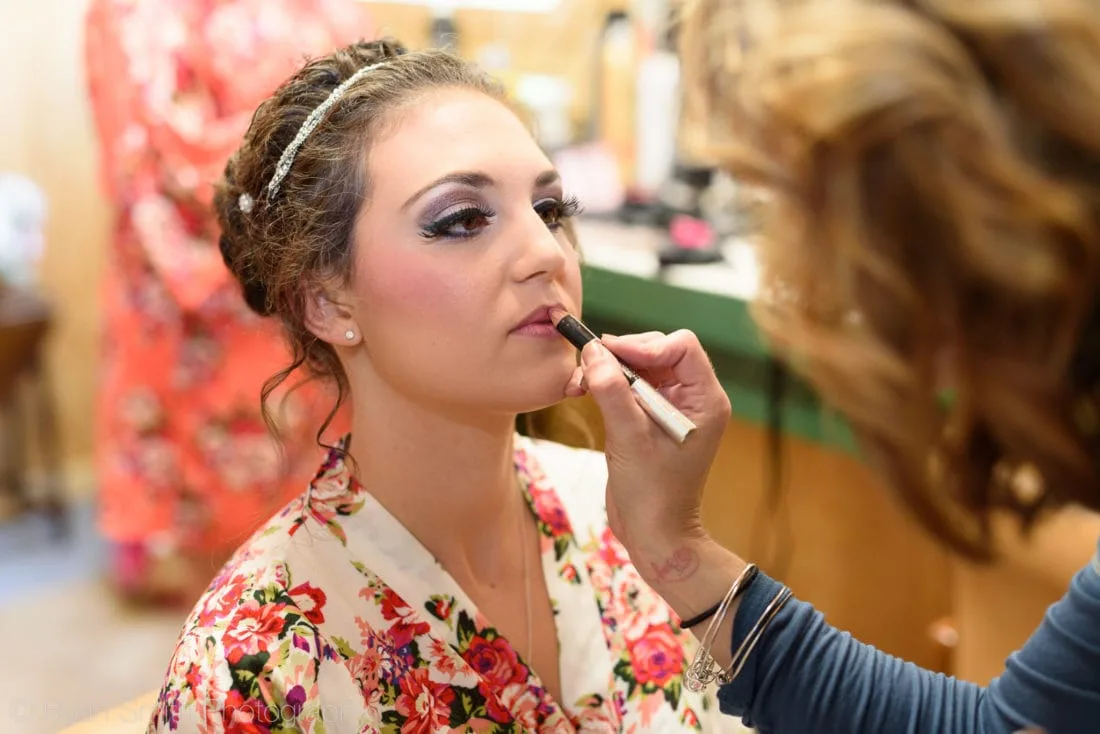 Putting on the bride's lipstick - Upper Mill Plantation