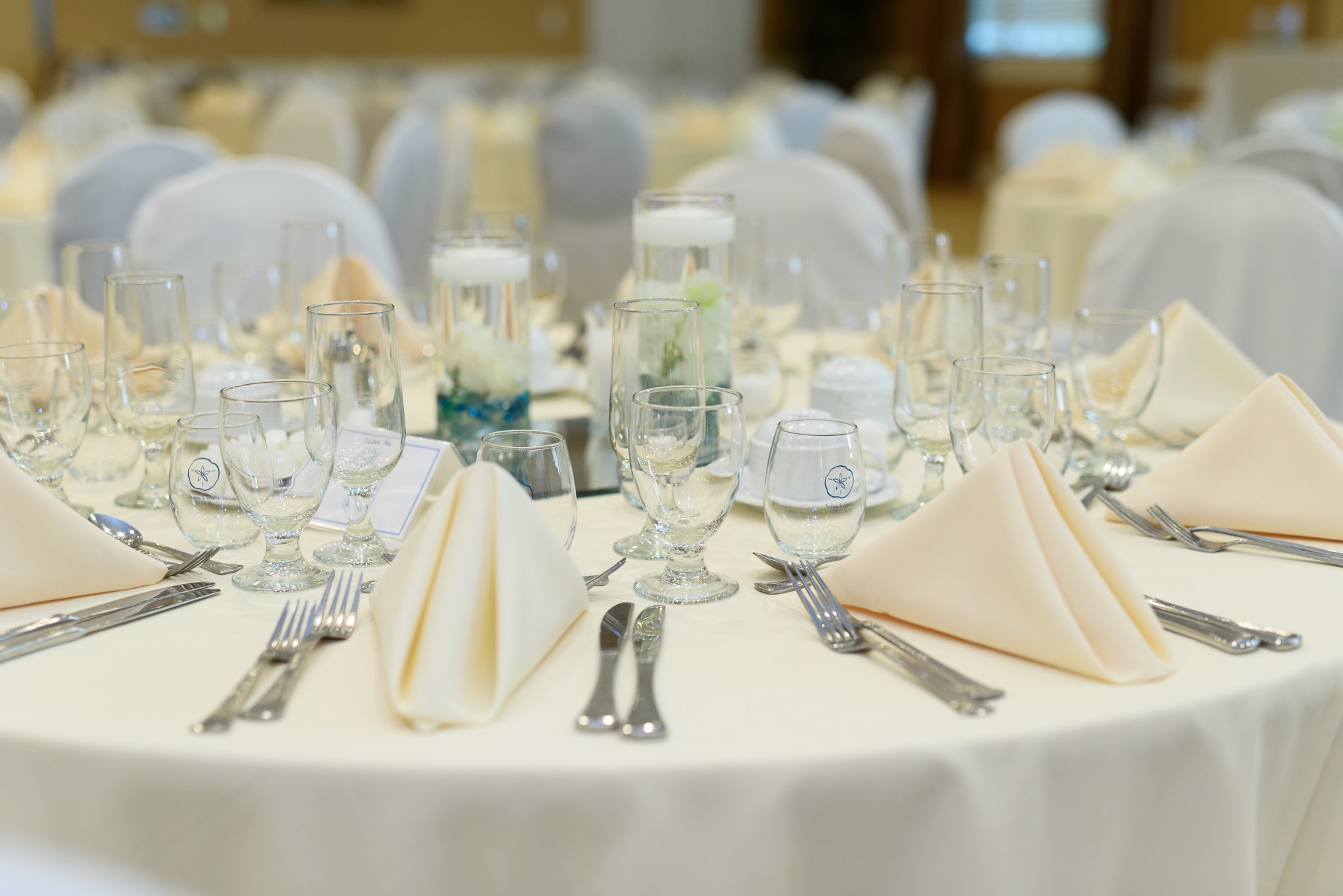 Table details in ballroom - Pawleys Plantation