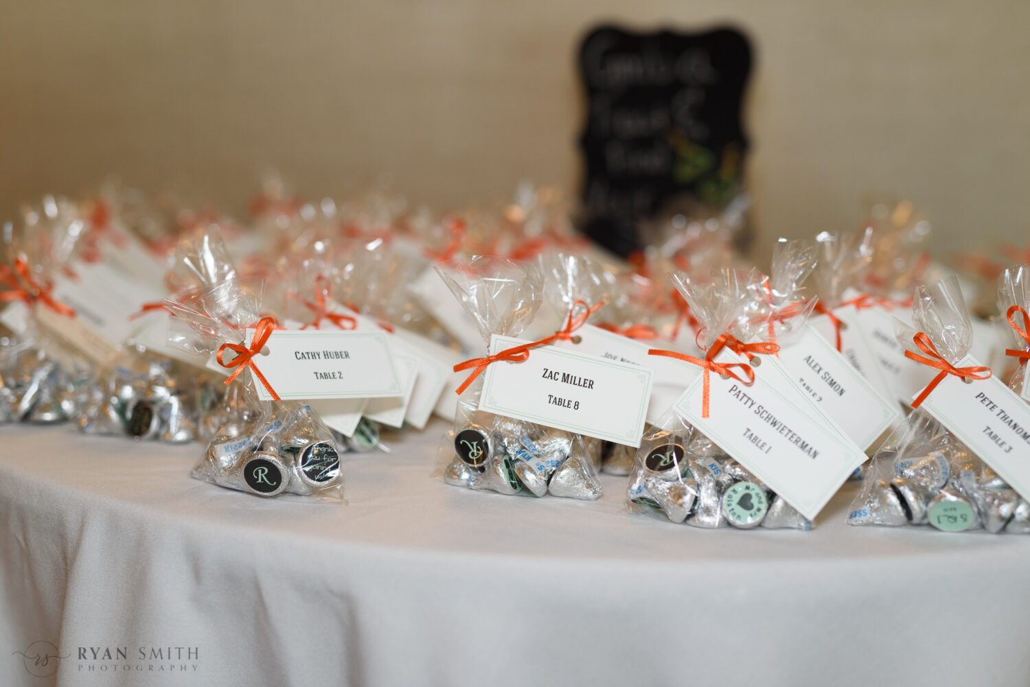 Table seating cards with Hershey Kisses - Hilton at Kingston Plantation