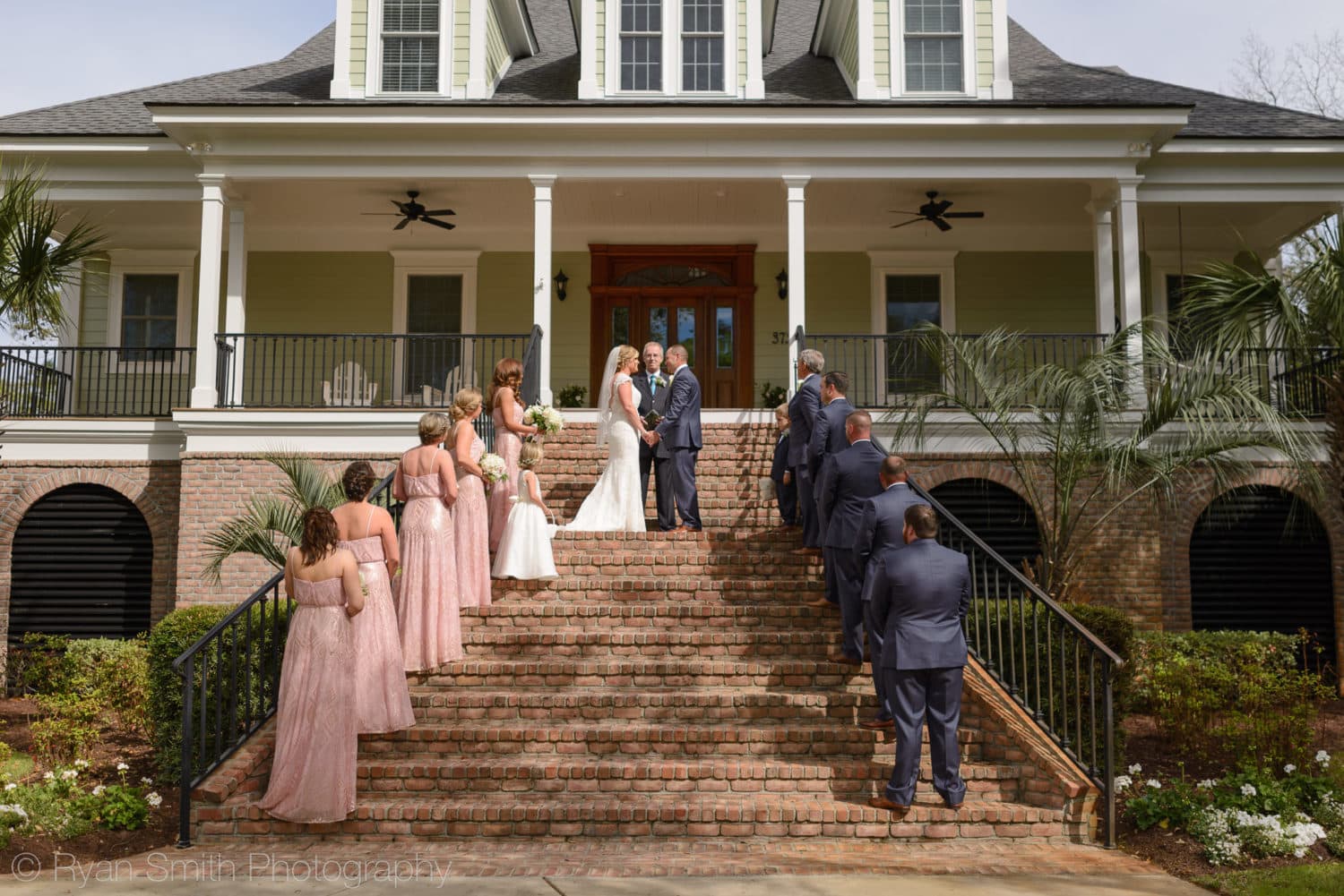 Wedding ceremony on the front steps - Pawleys Plantation