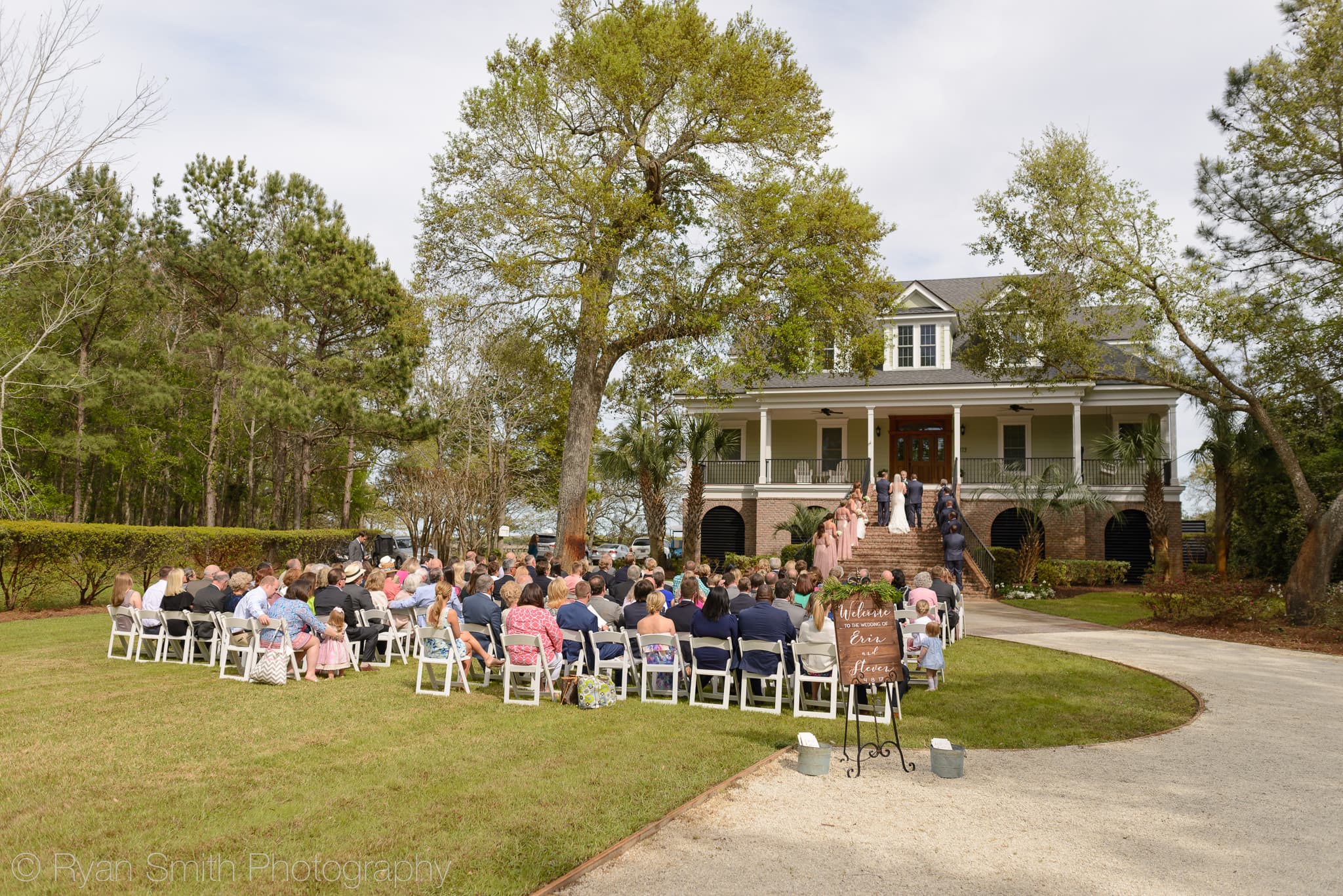 Wedding ceremony on the lawn - Pawleys Plantation