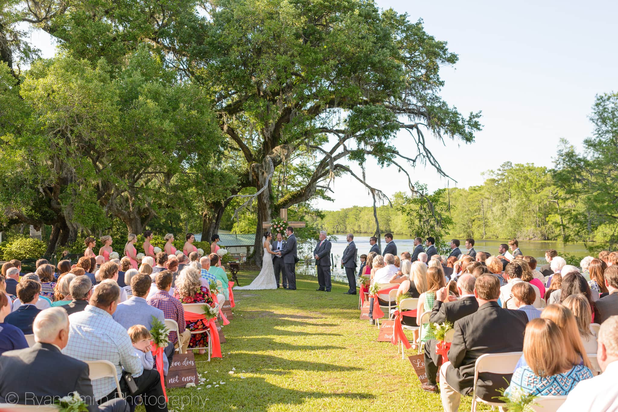 Wedding ceremony on the lawn - Upper Mill Plantation