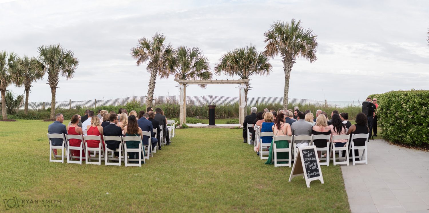 Panorama of ceremony on the lawn Hilton Myrtle Beach Resort