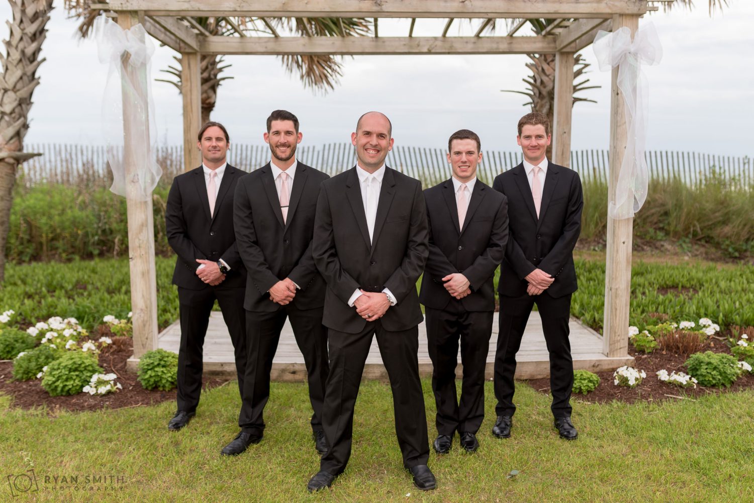 Picture with the groomsmen Hilton Myrtle Beach Resort