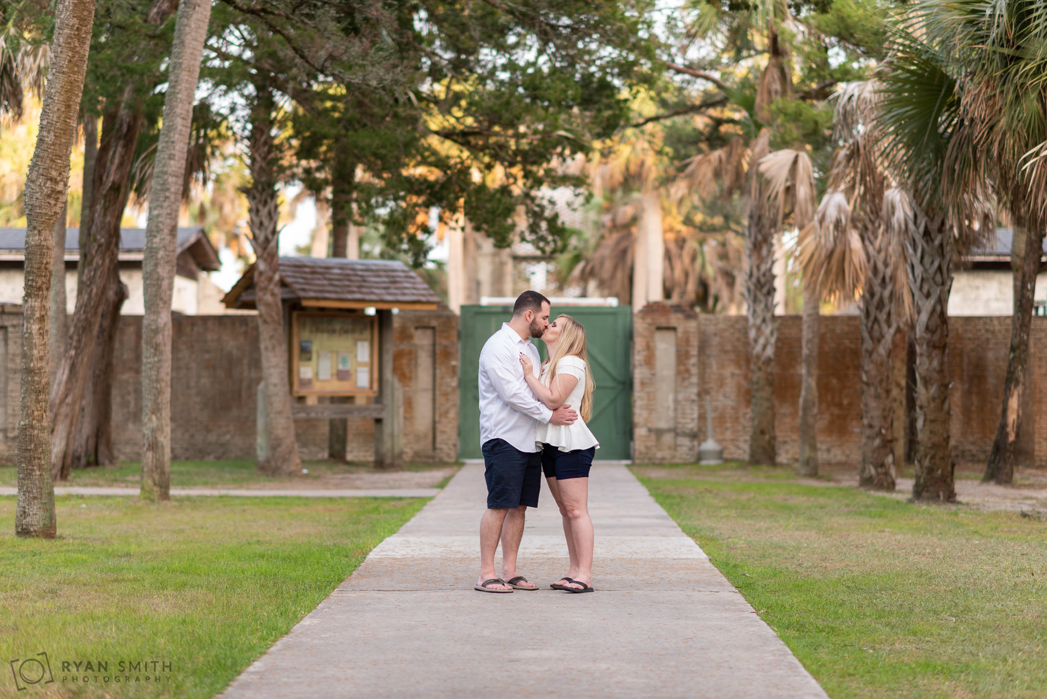 Kiss in front of the castle Huntington Beach State Park