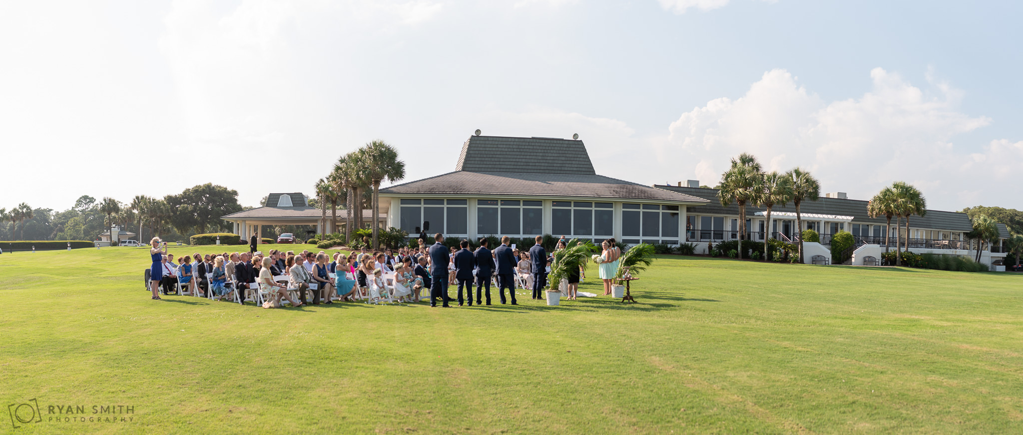 Panorama behind the clubhouse of wedding ceremony Dunes Golf and Beach Club
