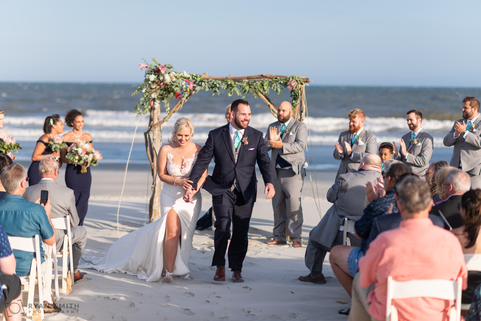 Happy bride and groom after the ceremony Grande Dunes Ocean Club