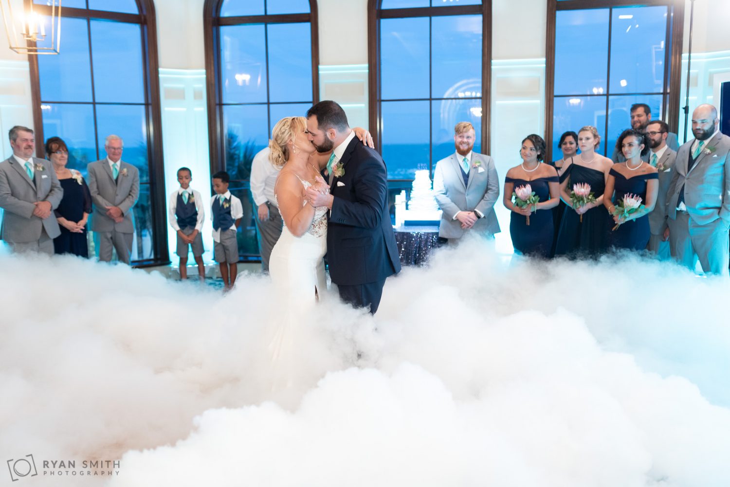 Kiss in the First dance with fog machine Grande Dunes Ocean Club