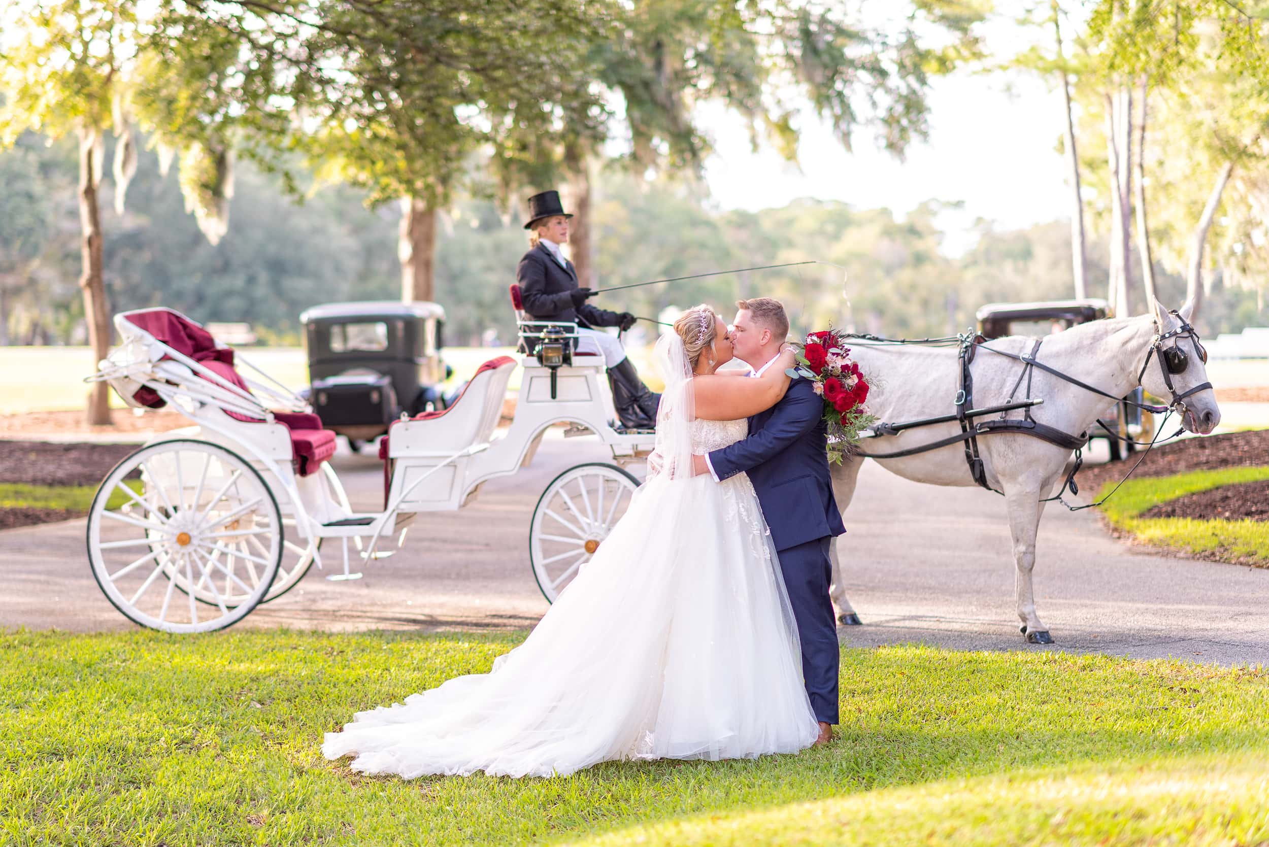 Beautiful wedding yesterday with horse drawn carriage - Pawleys Plantation
