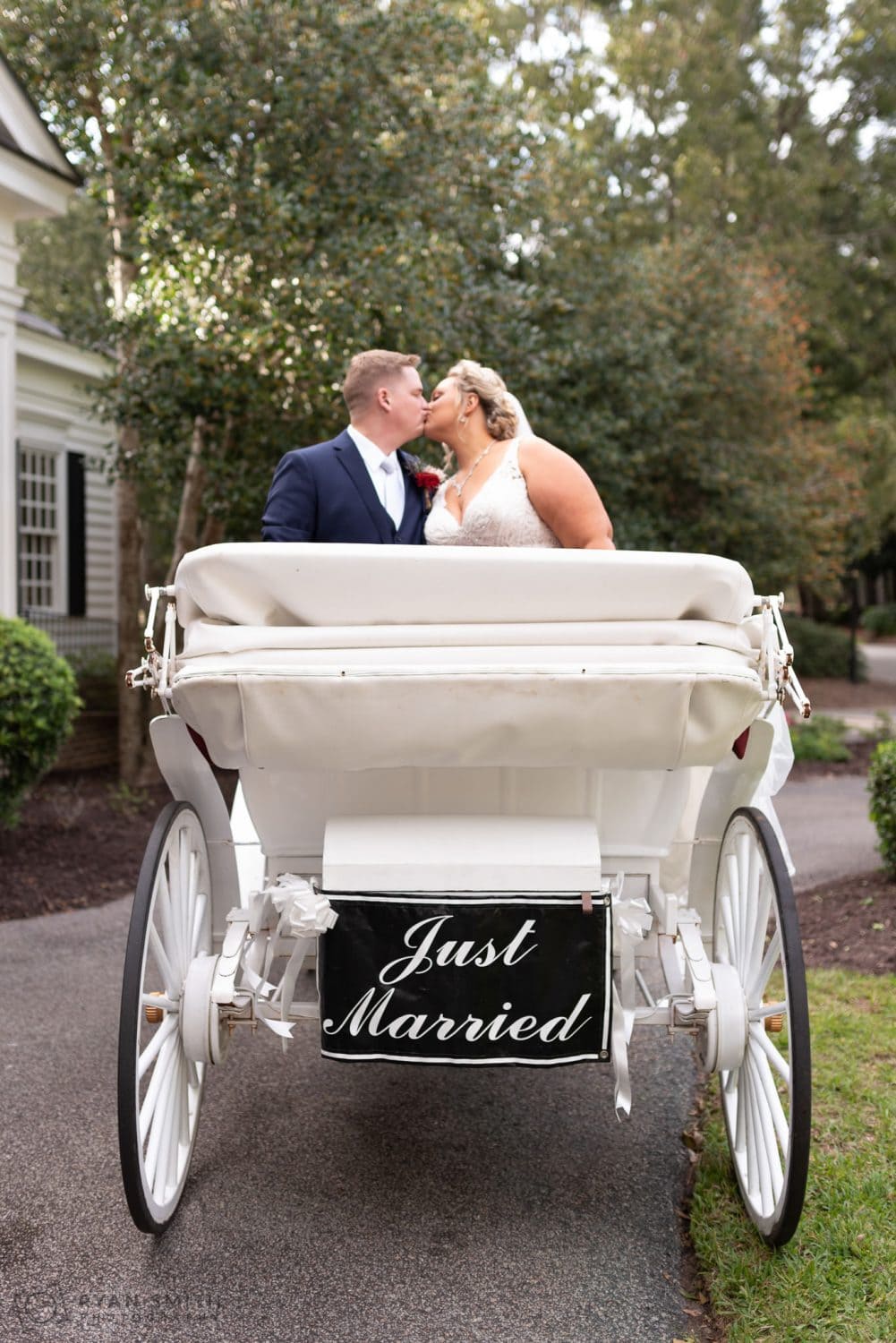 Kiss on the horse drawn carriage