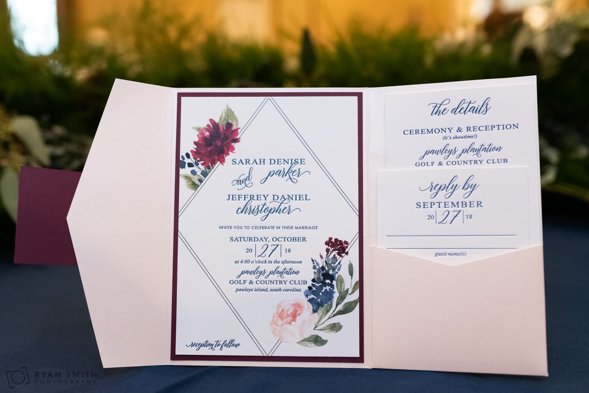 Wedding invitation detail shot