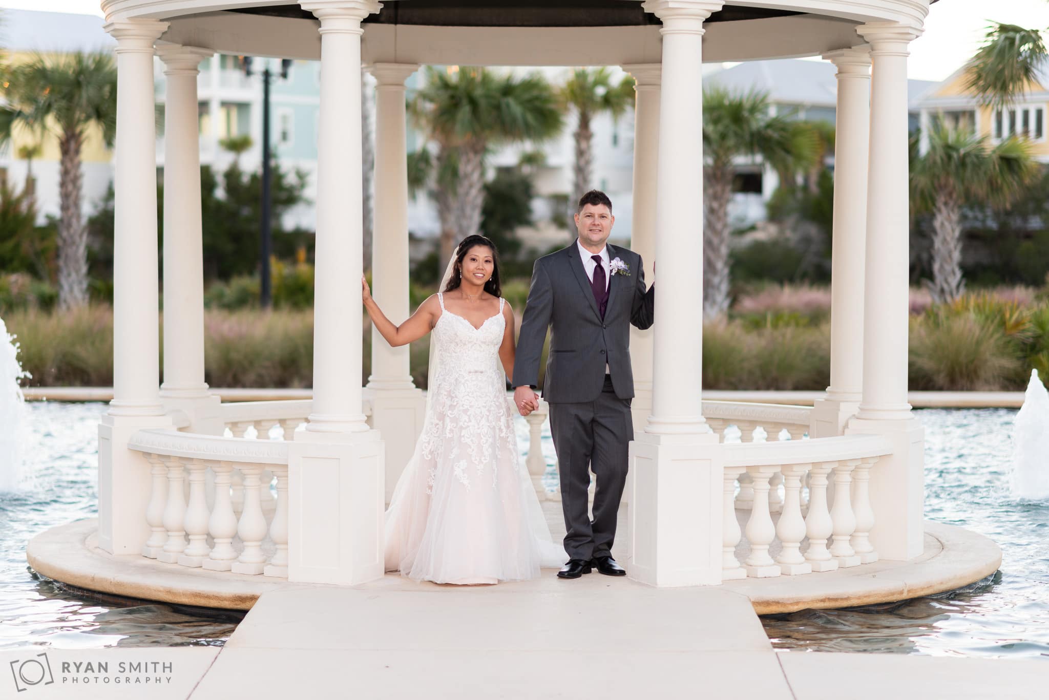 Bride and groom standing in the gazebo at North Beach Plantation 21 Main Events at North Beach