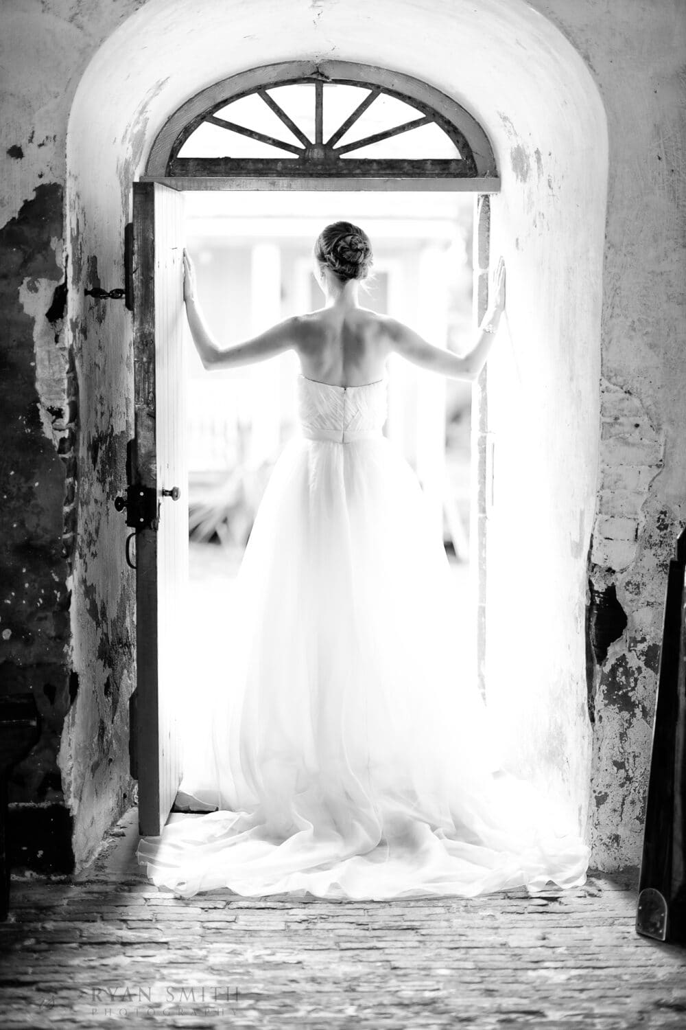 Bride standing in the lighthouse - Bald Head Island