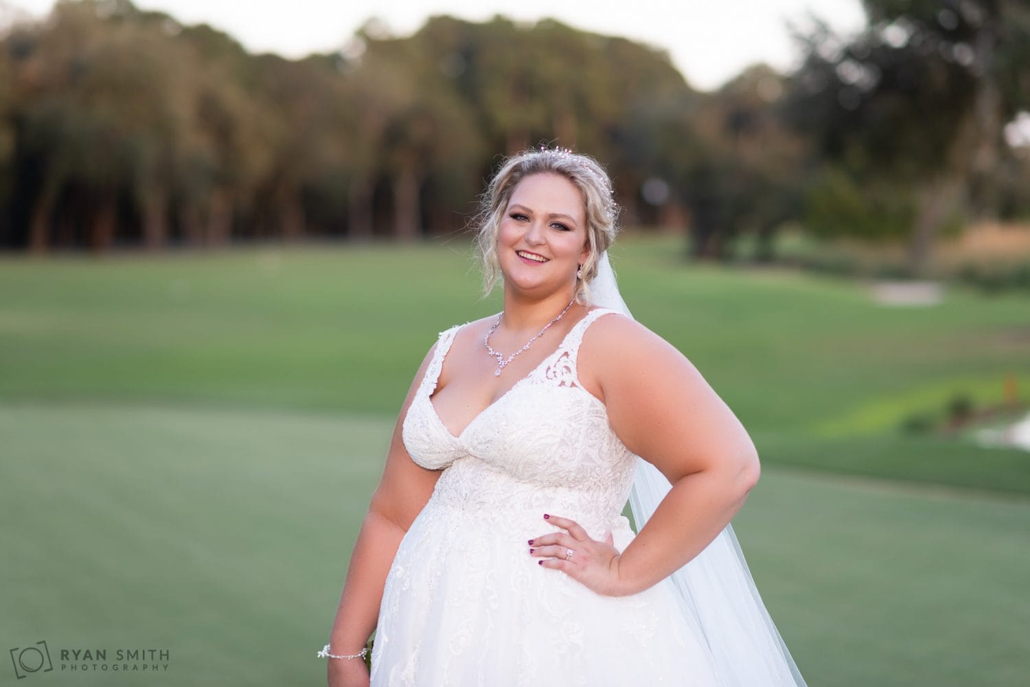 Close-up of bride smiling at the camera Pawleys Plantation Golf & Country Club