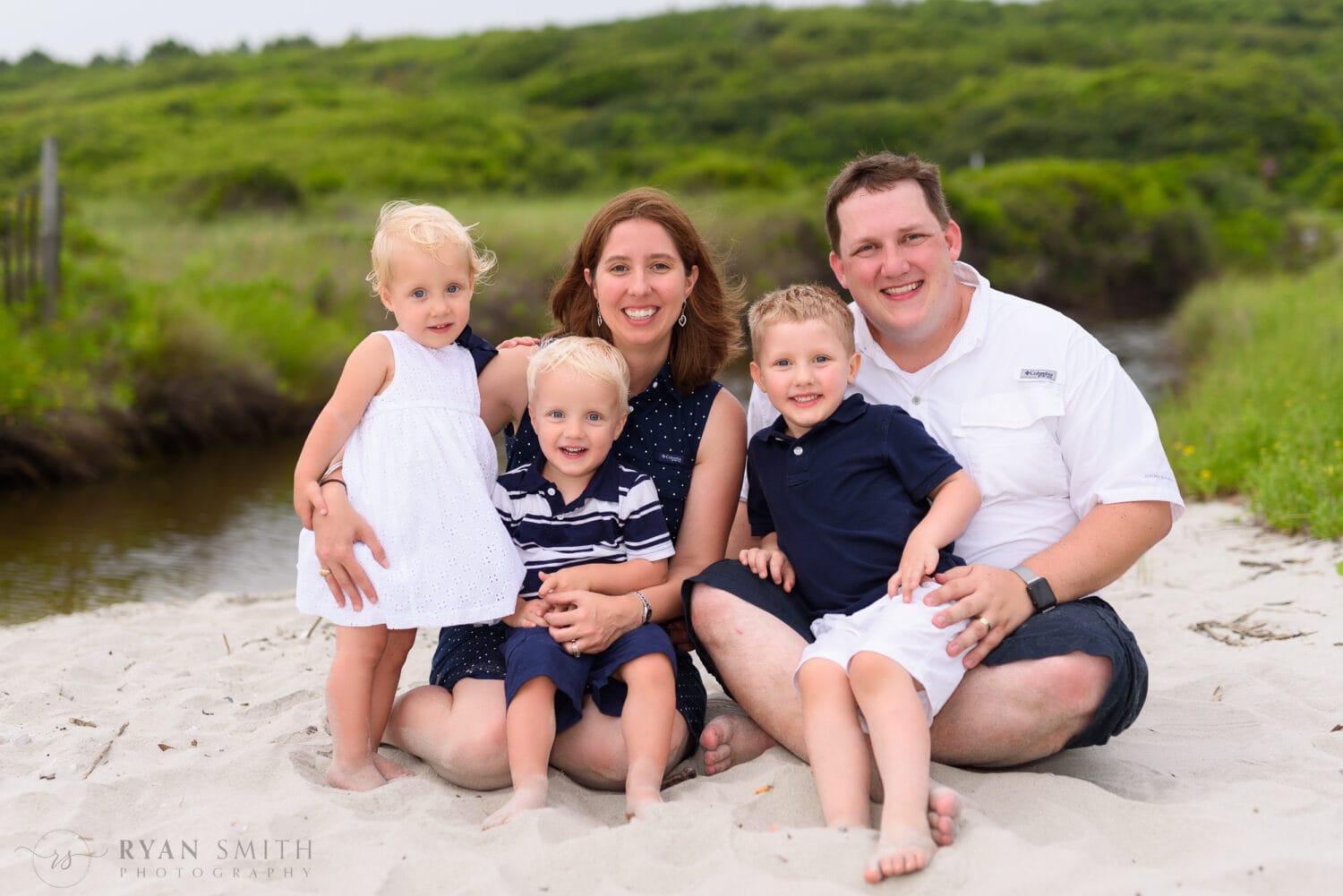 Family of 5 in front of the dunes - Myrtle Beach State Park