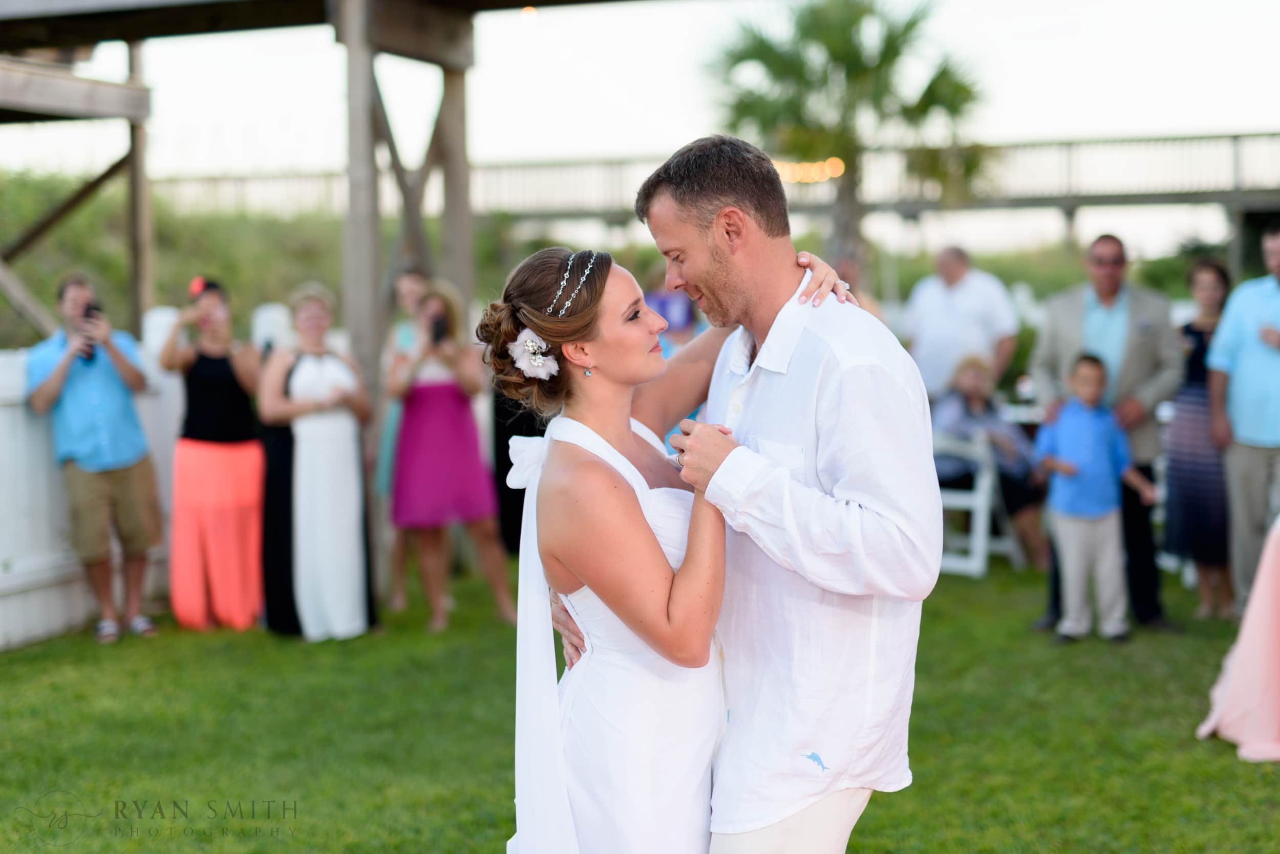 First dance at back yard wedding on the beach - Murrells Inlet