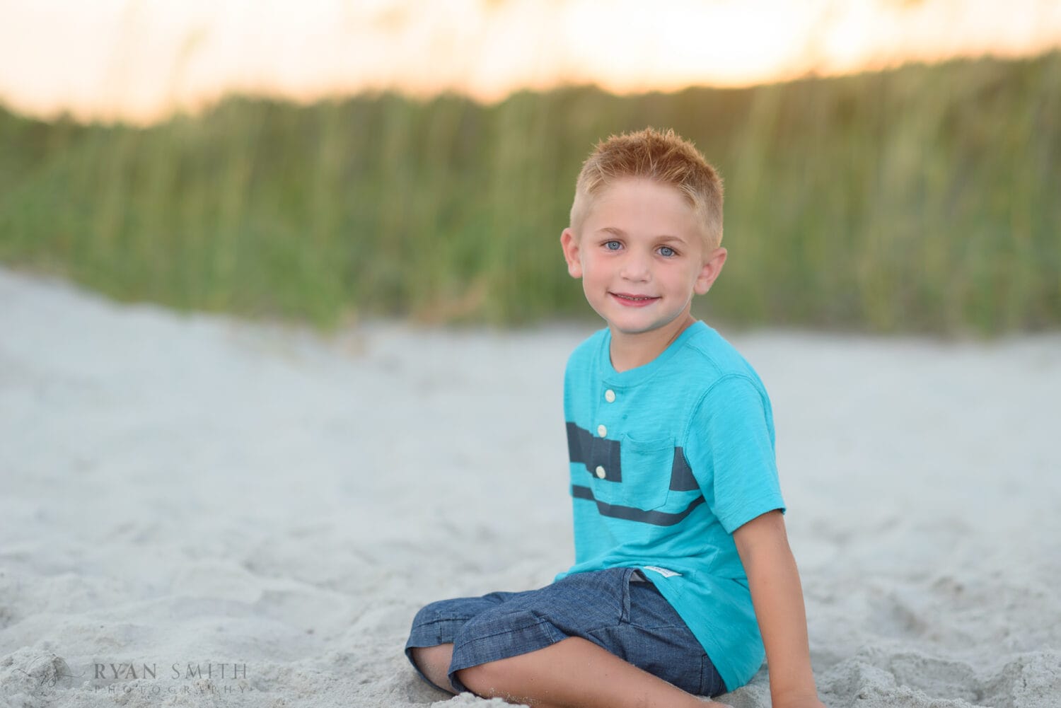 Little boy by the sea oats - Myrtle Beach State Park