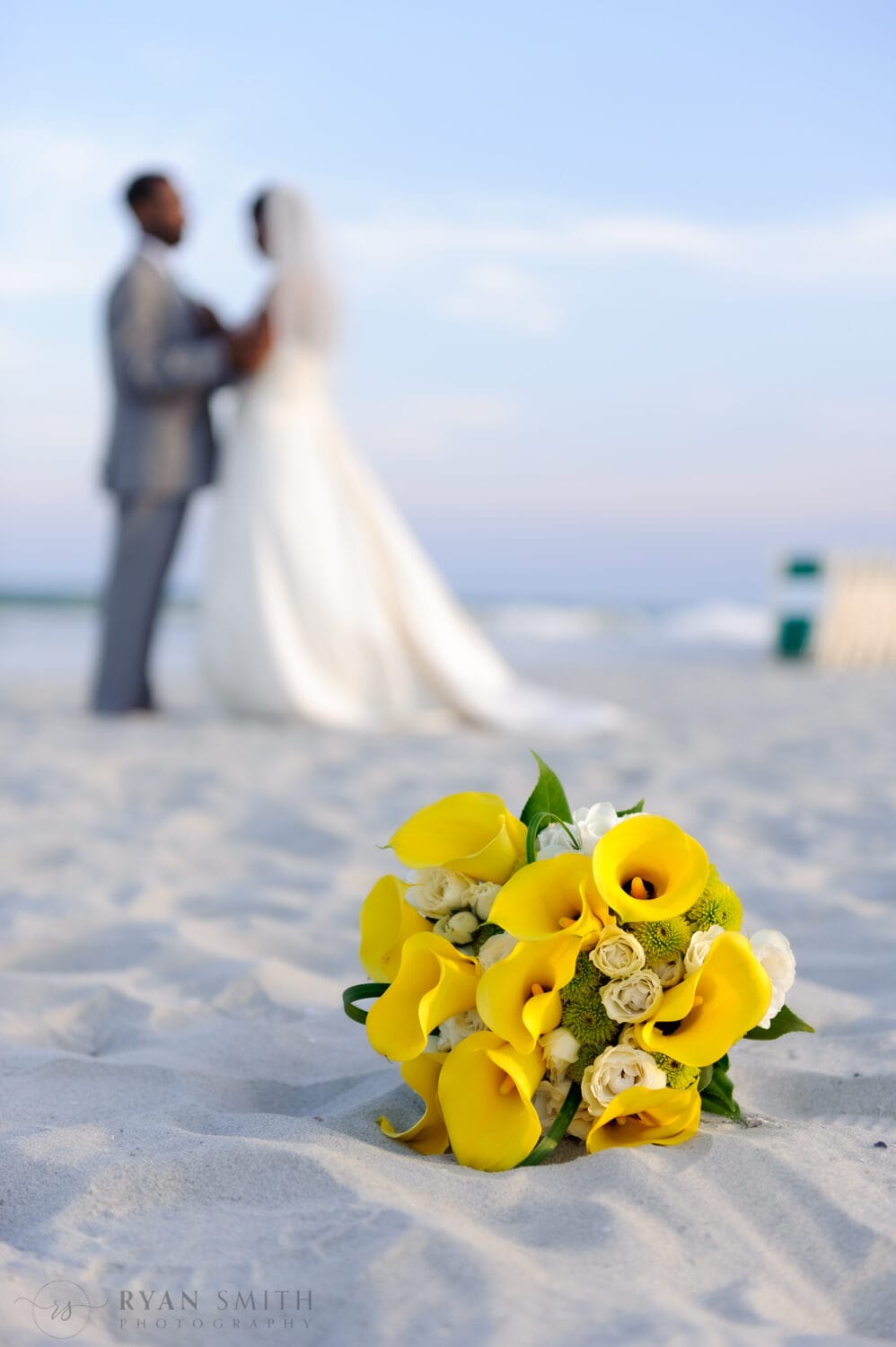 Wedding portrait, flowers in focus - Ocean Club, Grande Dunes, Myrtle Beach