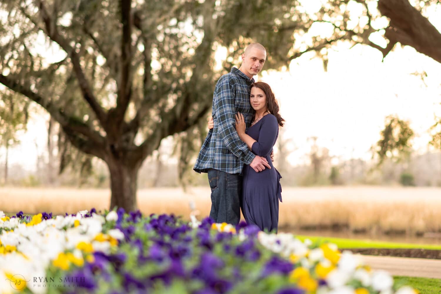 Flowers were already blooming for winter engagement pictures - Caledonia Golf and Fish Club