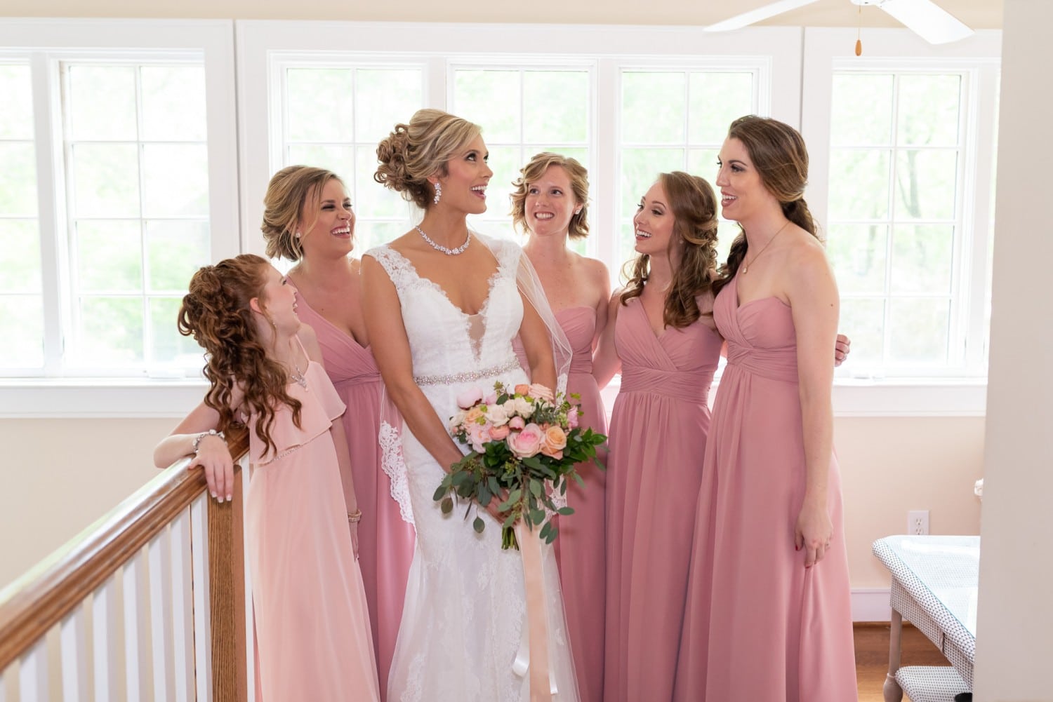 Bridesmaids laughing before the ceremony - Brookgreen Gardens