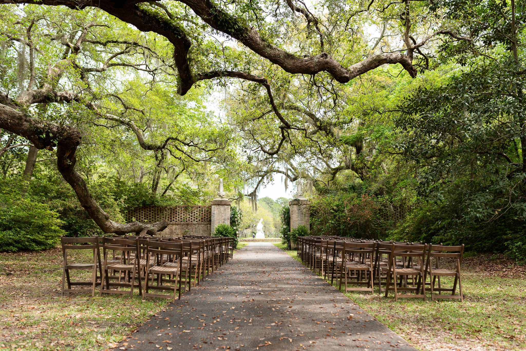 Ceremony location under the oak trees - Brookgreen Gardens