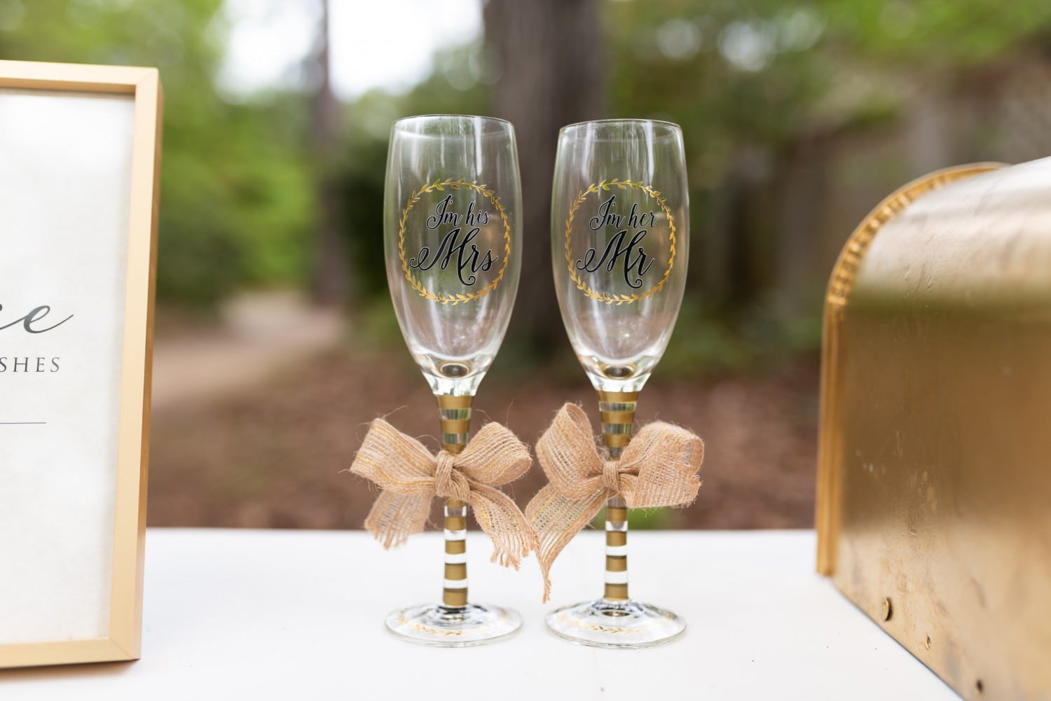 Mr and Mrs wine glasses - Brookgreen Gardens
