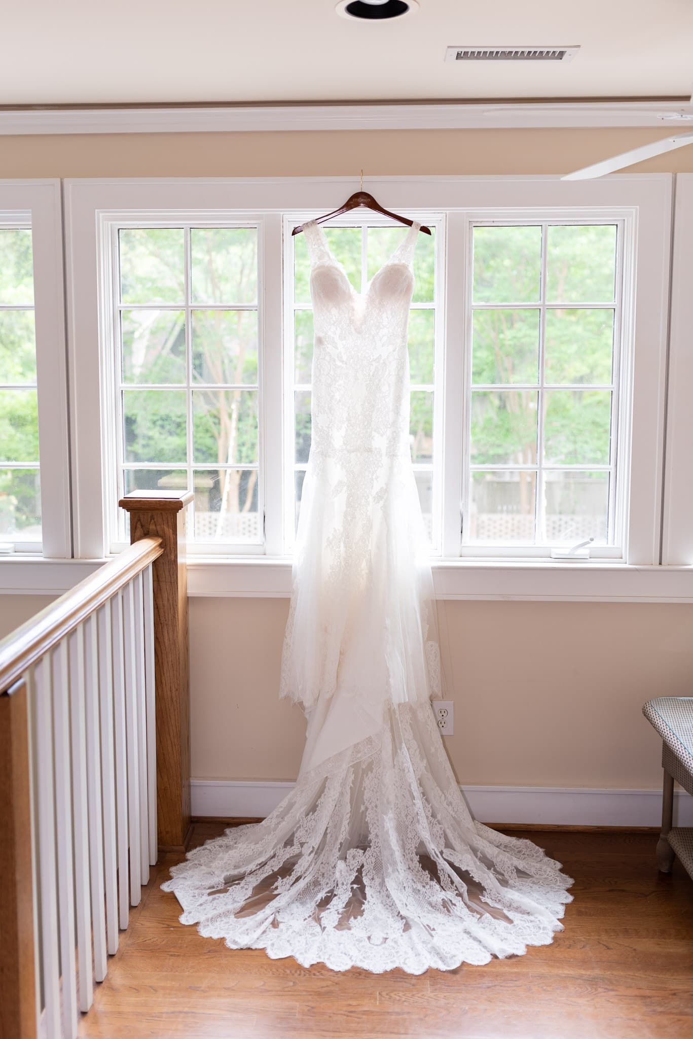 Wedding Dress hanging in the window - Brookgreen Gardens