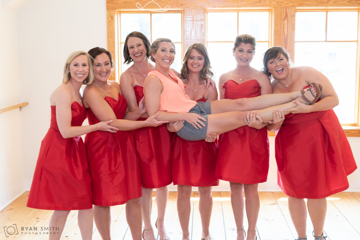 Bridesmaids picking up the bride Stox & Co Litchfield