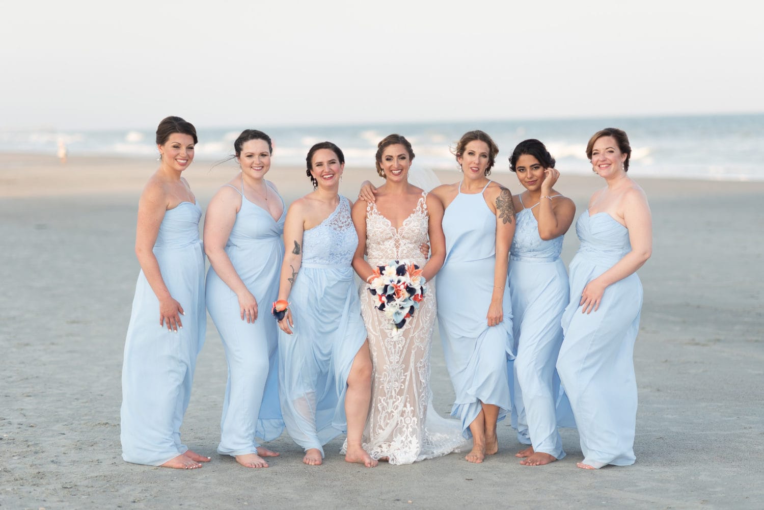 Bridesmaids posing on the beach Grande Dunes Ocean Club - Myrtle Beach