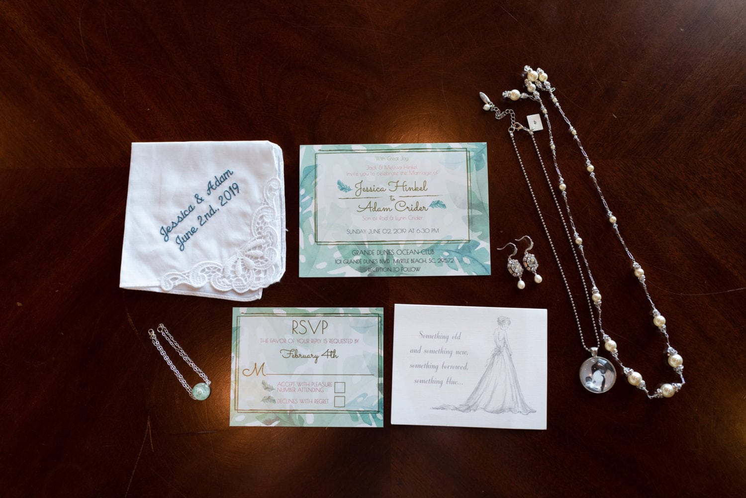 Details of jewelry and invitations - Grande Dunes Ocean Club - Myrtle Beach