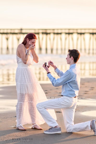 Surprise proposal on the beach in Myrtle Beach