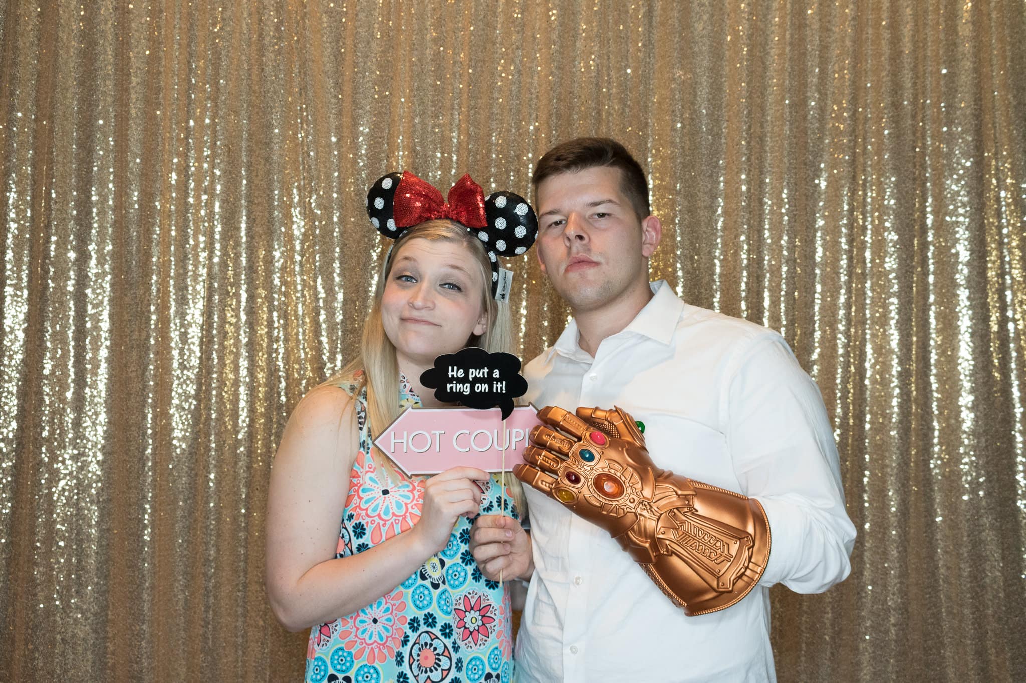 Photo booth pictures with gold background Pawleys Plantation